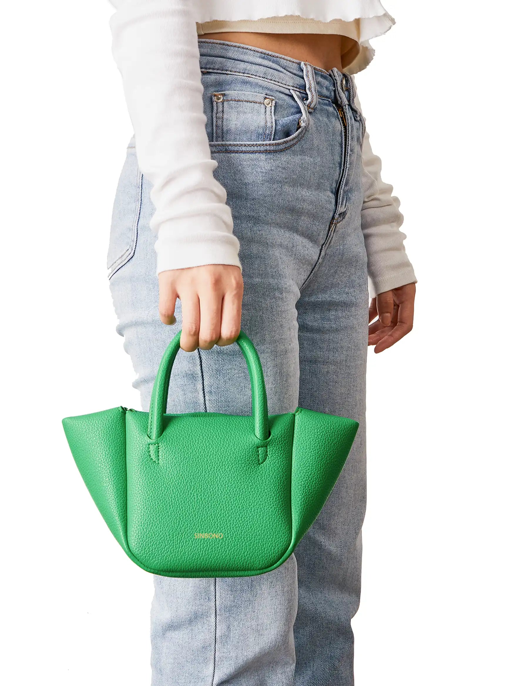 Selena Ruched Hobo Handle  Crossbody Bag - Grass Green