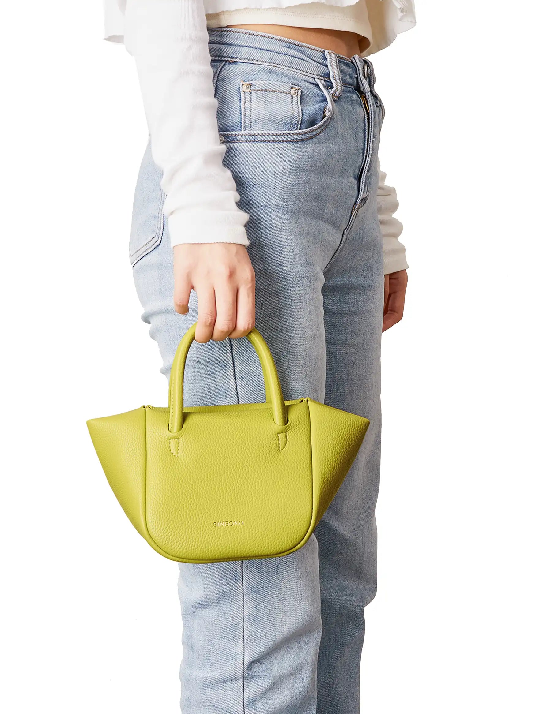 Selena Ruched Hobo Handle  Crossbody Bag - Lime Green