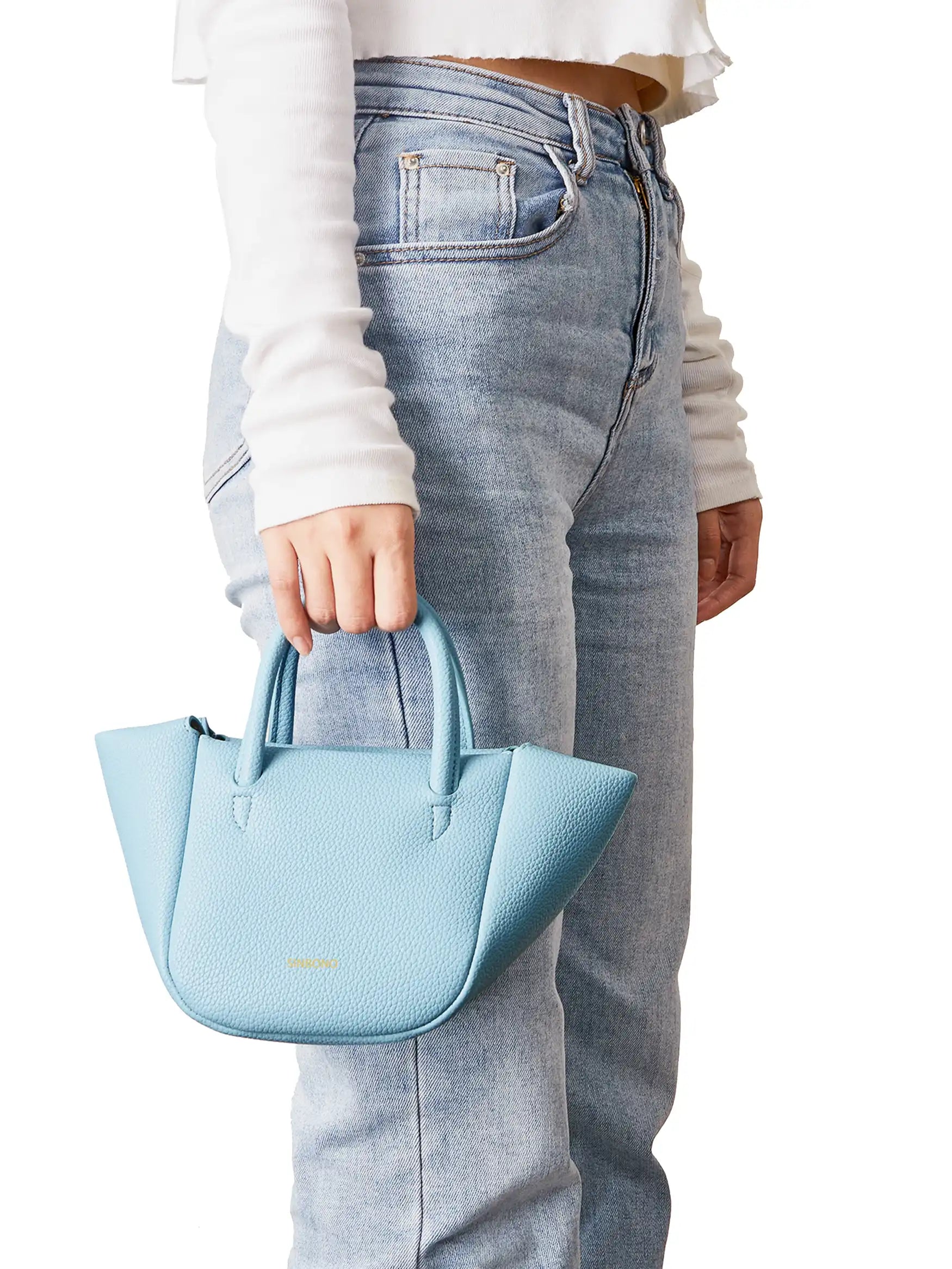 Selena Ruched Hobo Handle  Crossbody Bag - Ice Blue