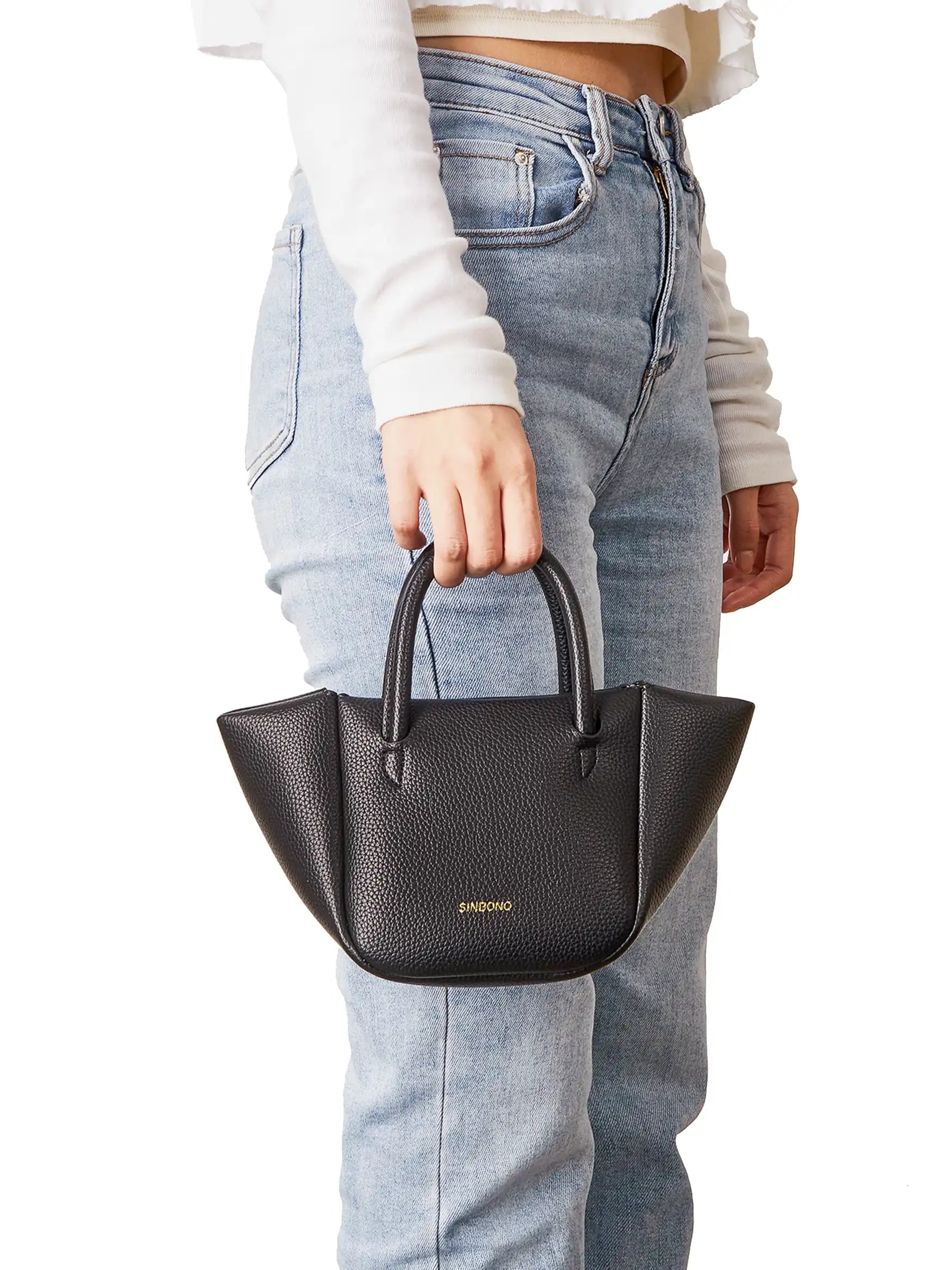 Selena Ruched Hobo Handle  Crossbody Bag - Black