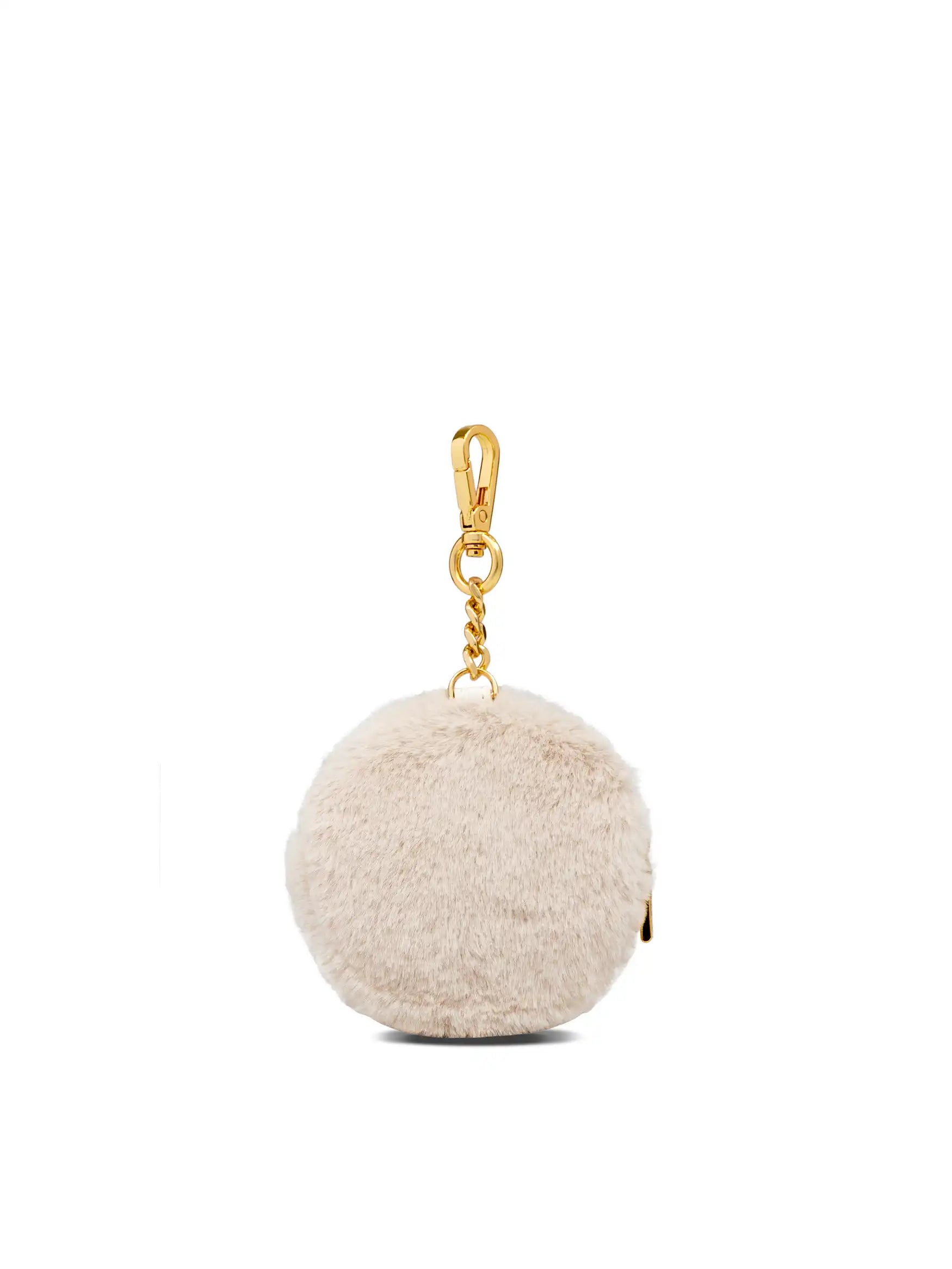 Faux Rabbit Fur Earphone Case - Light Beige