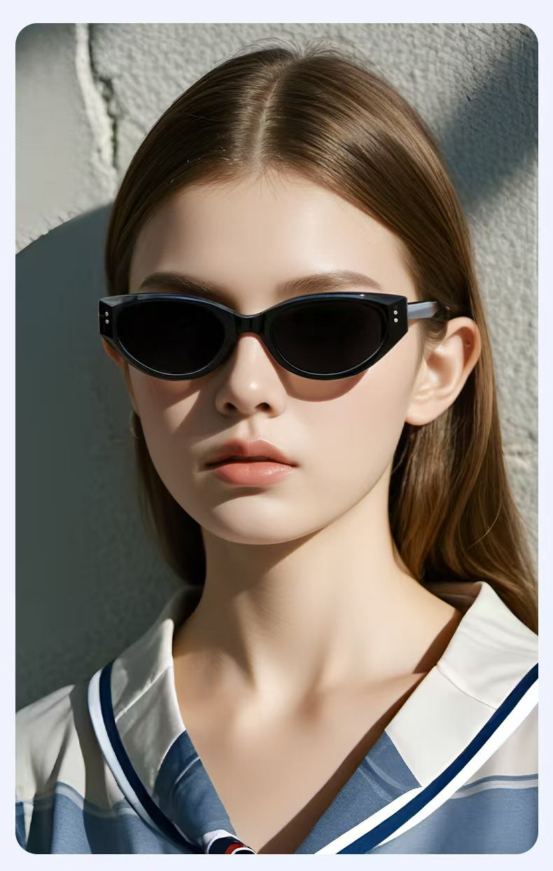 Flat oval frame polarized sunglasses