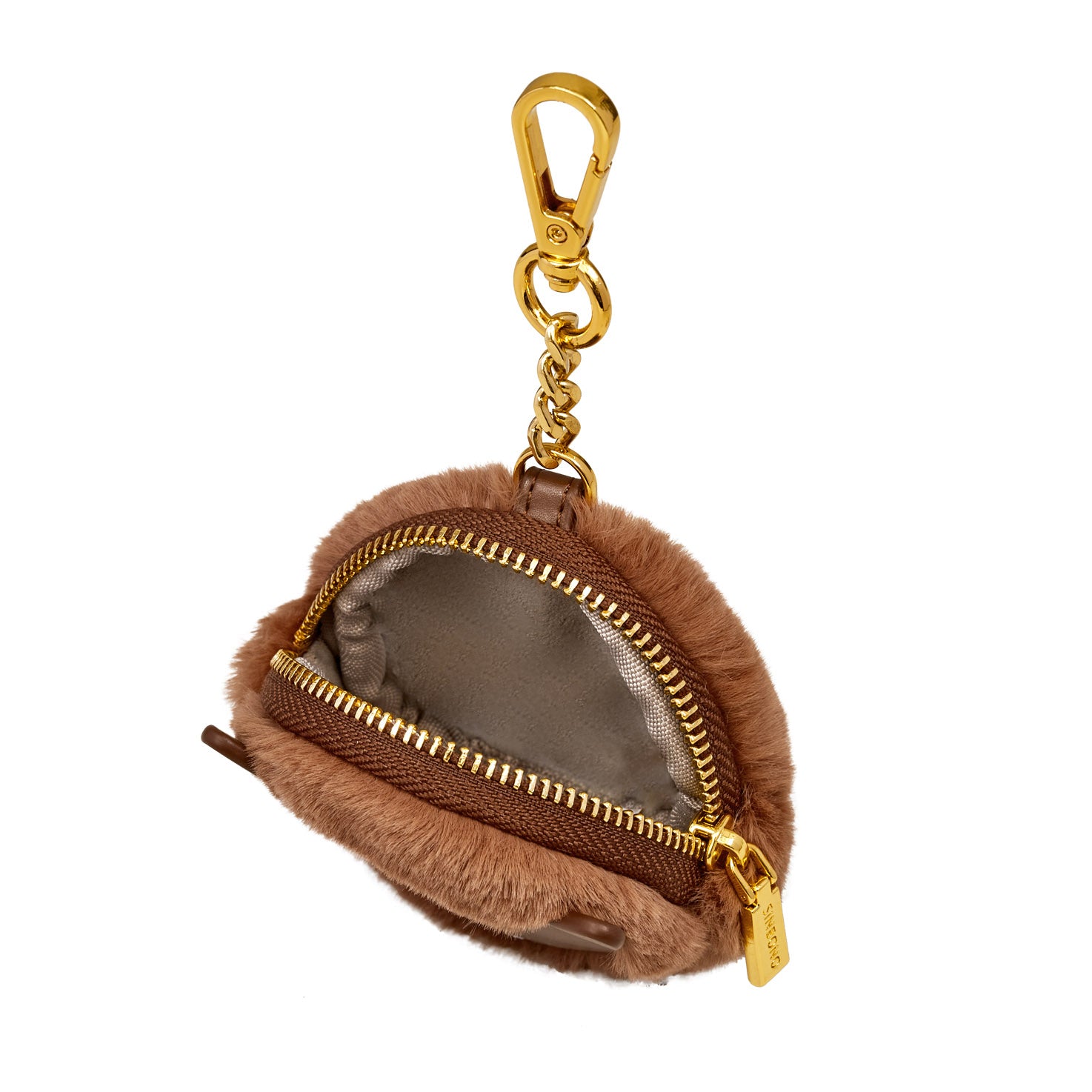 Faux Rabbit Fur Earphone Case - Toffee