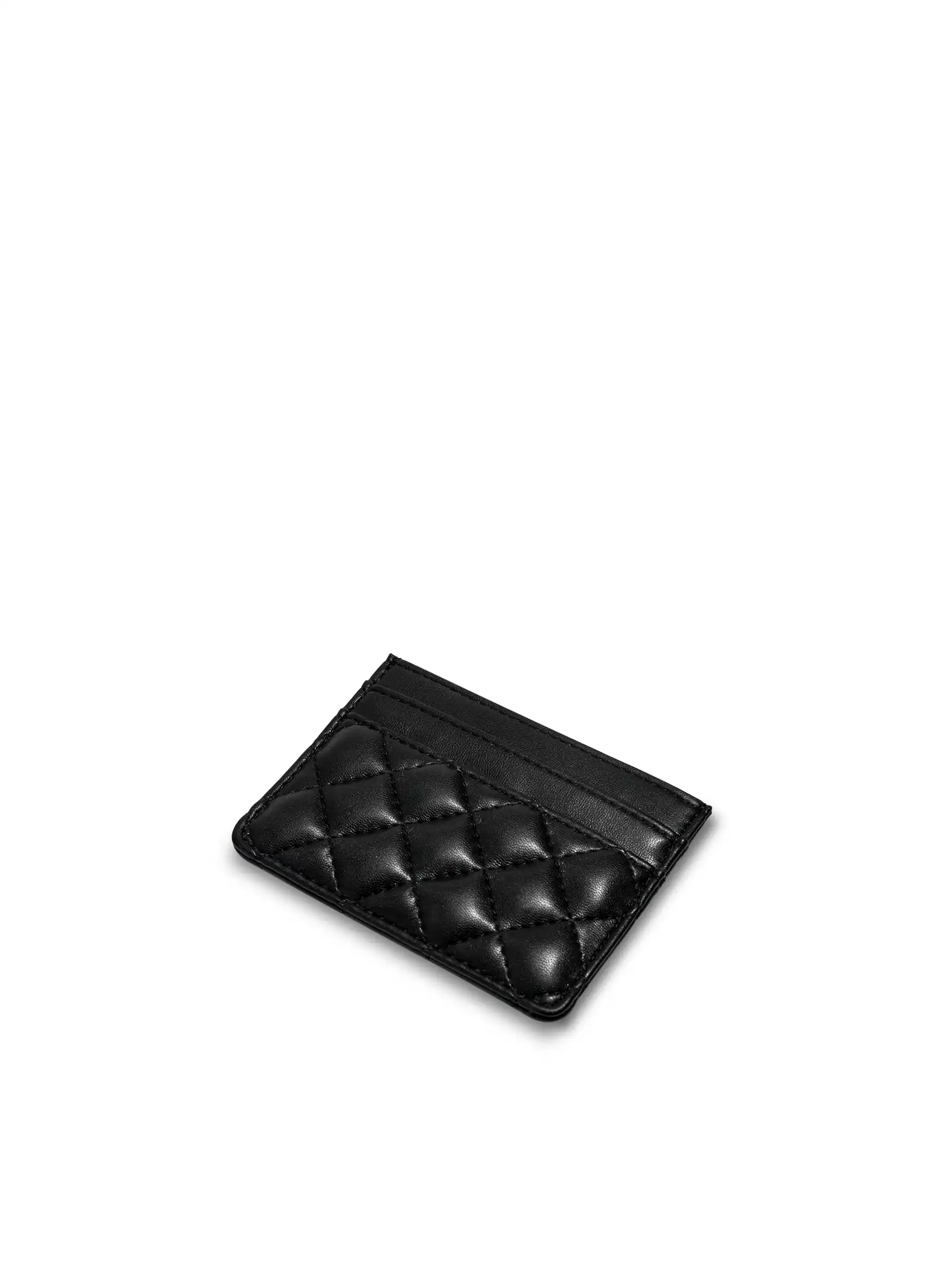 Business Card Holder in Black Vegan Leather - Side Angle