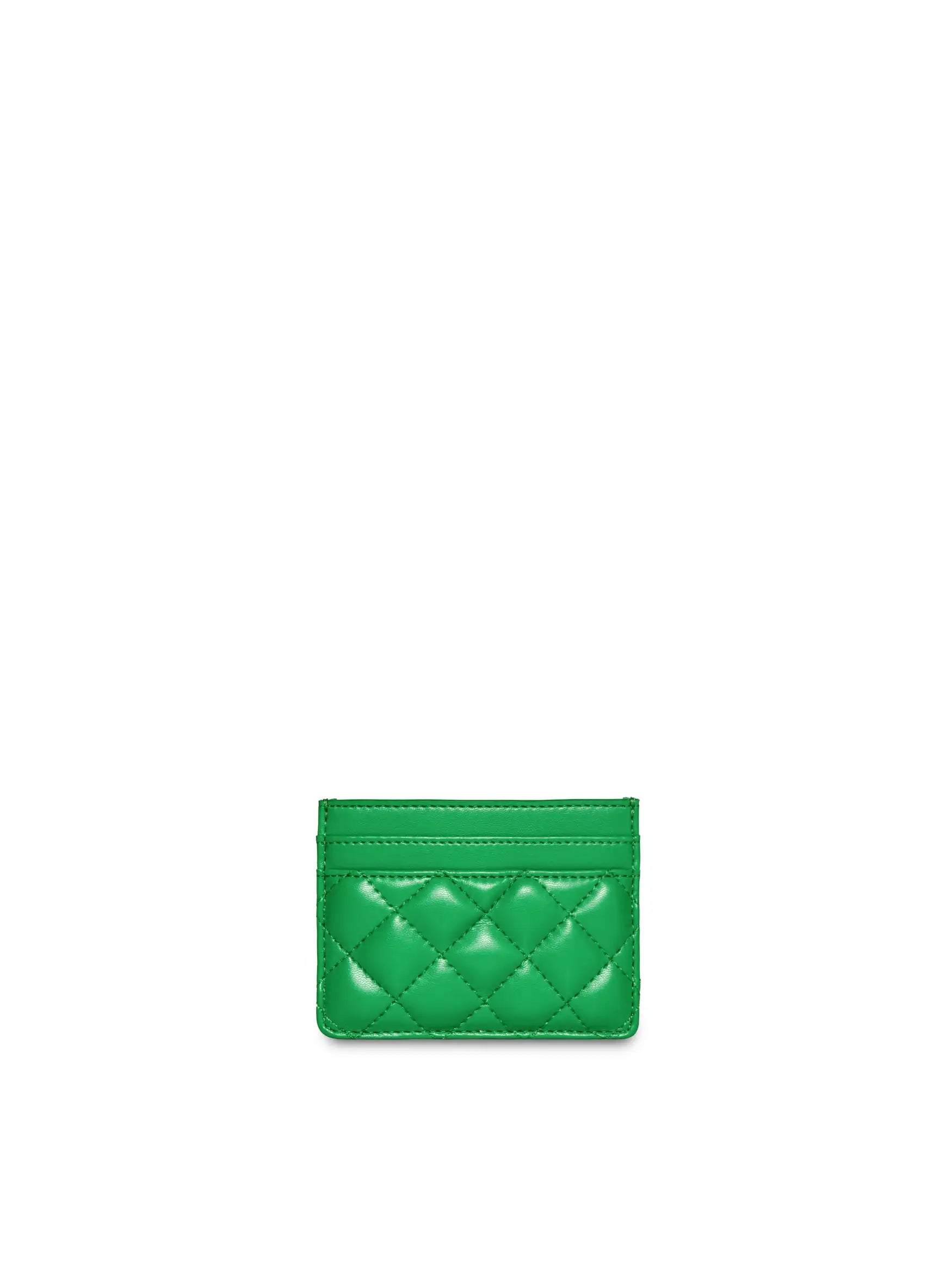 Business Card Holder in Grass Green Vegan Leather - Front View