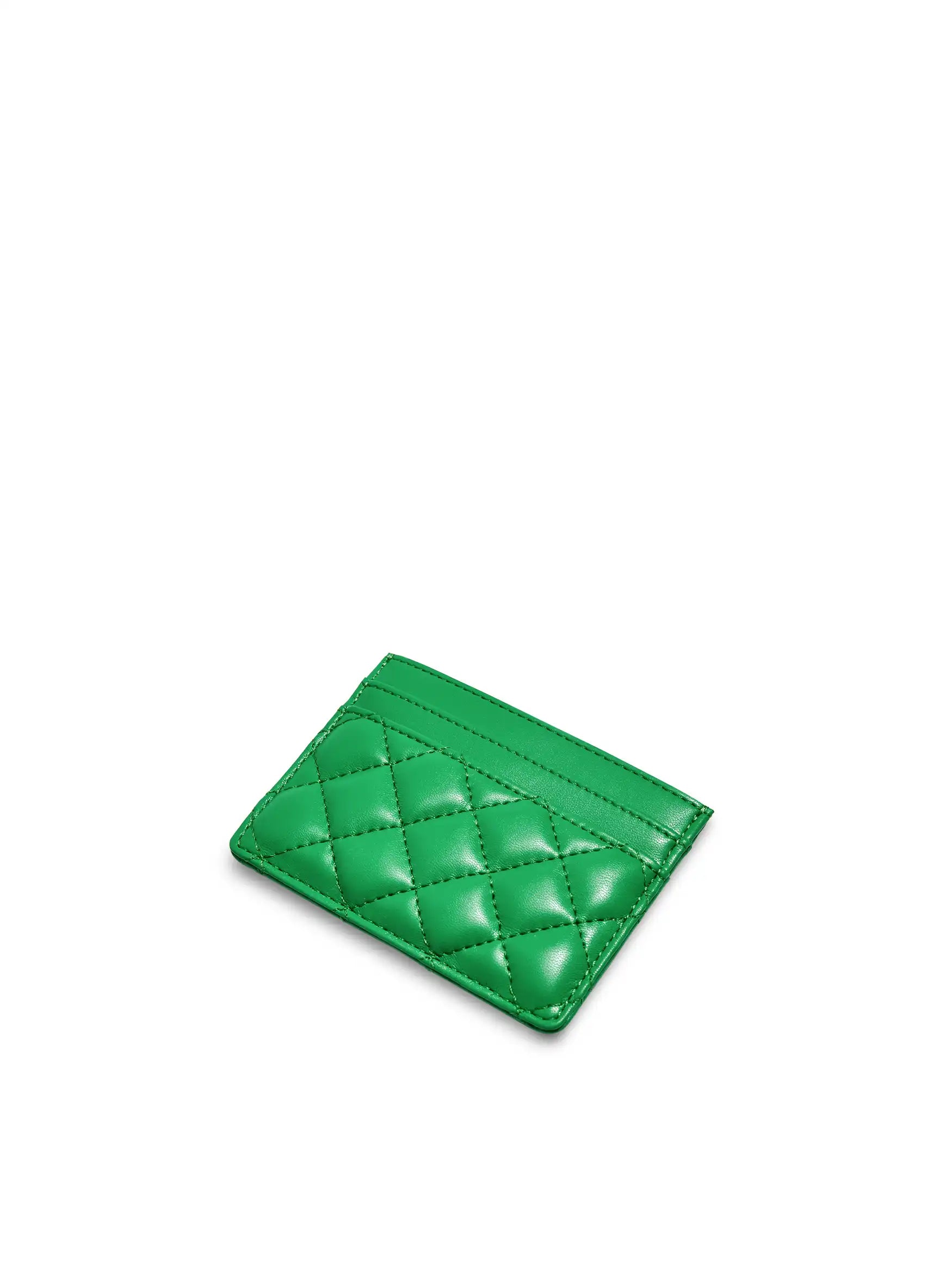 Business Card Holder in Grass Green Vegan Leather - Side Angle