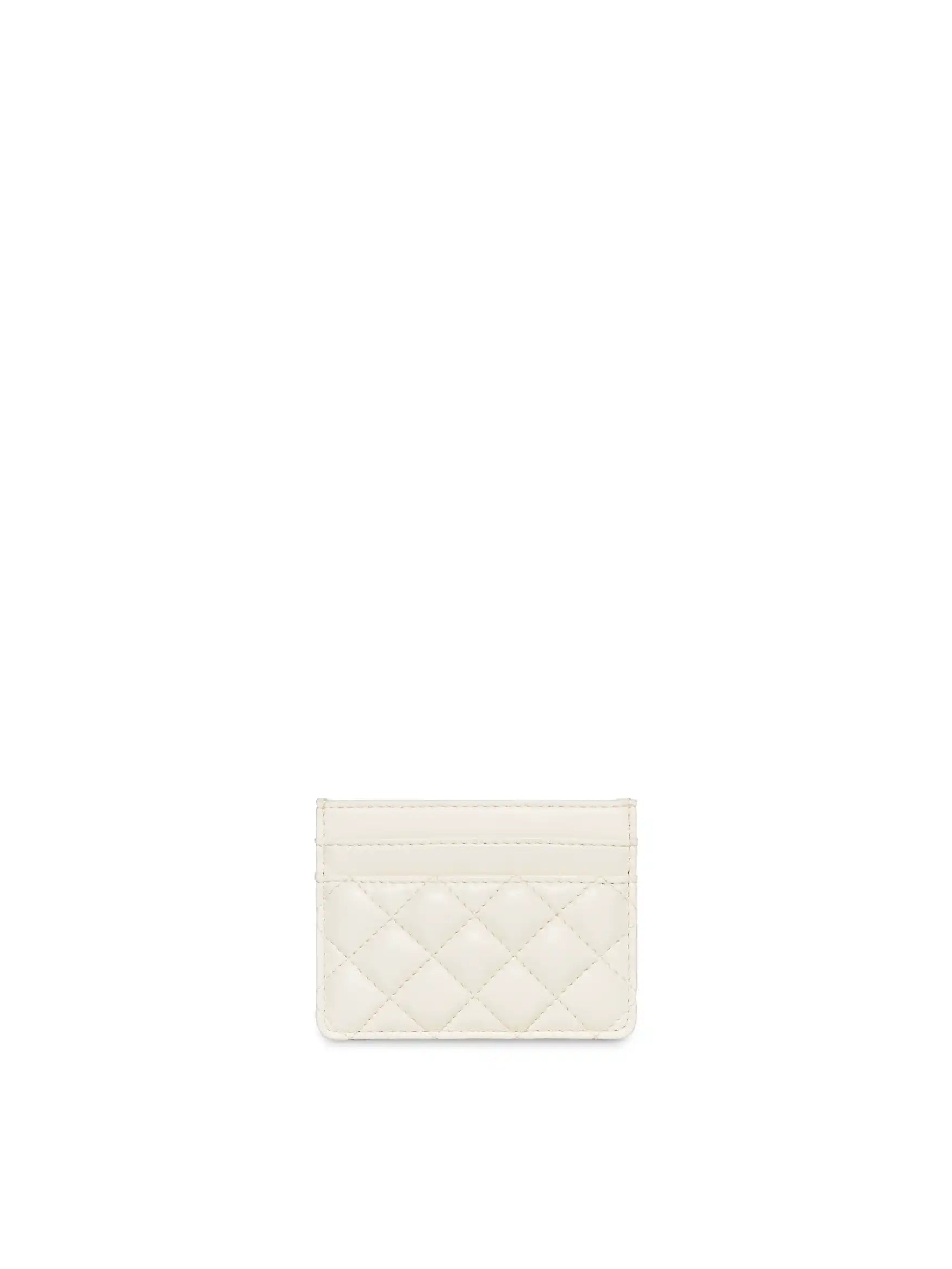 Business Card Holder in Ivory Vegan Leather - Front View