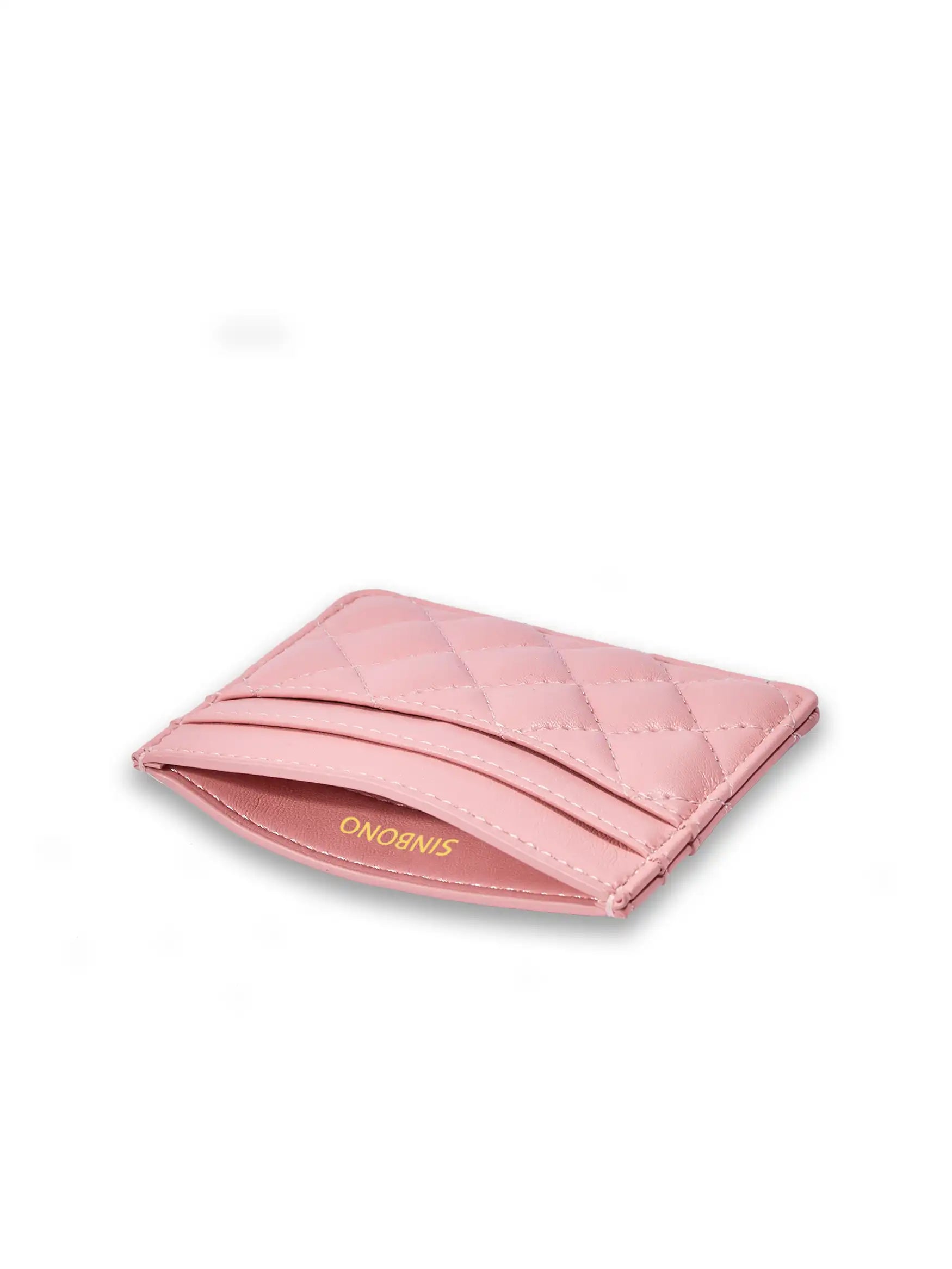 Business Card Holder in Pink Vegan Leather - Inside View