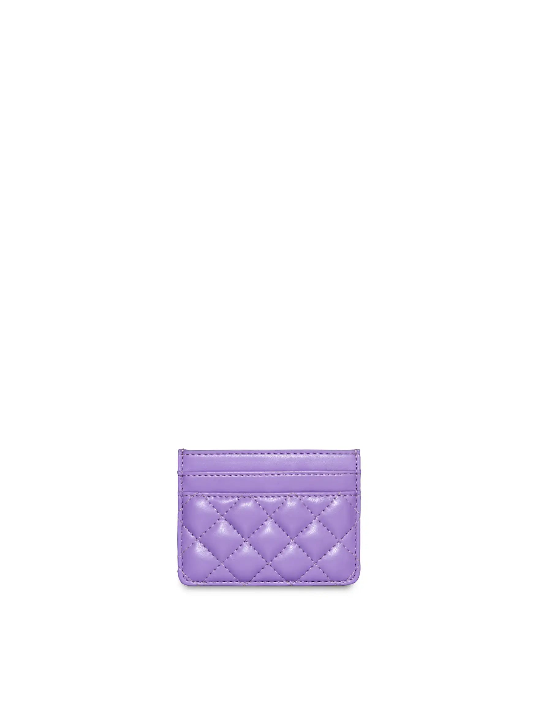Business Card Holder in Purple Vegan Leather - Front View