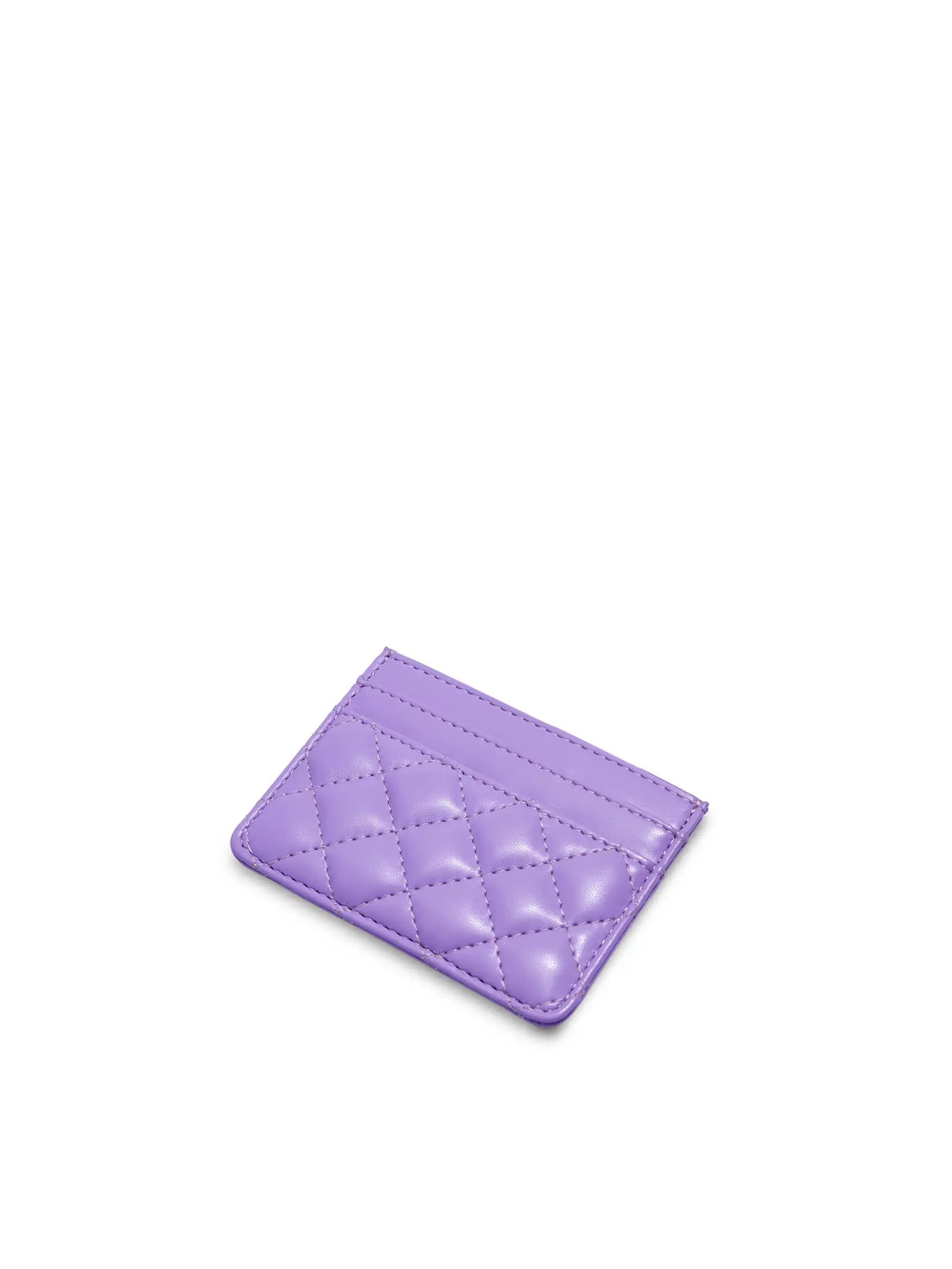Business Card Holder in Purple Vegan Leather - Side Angle