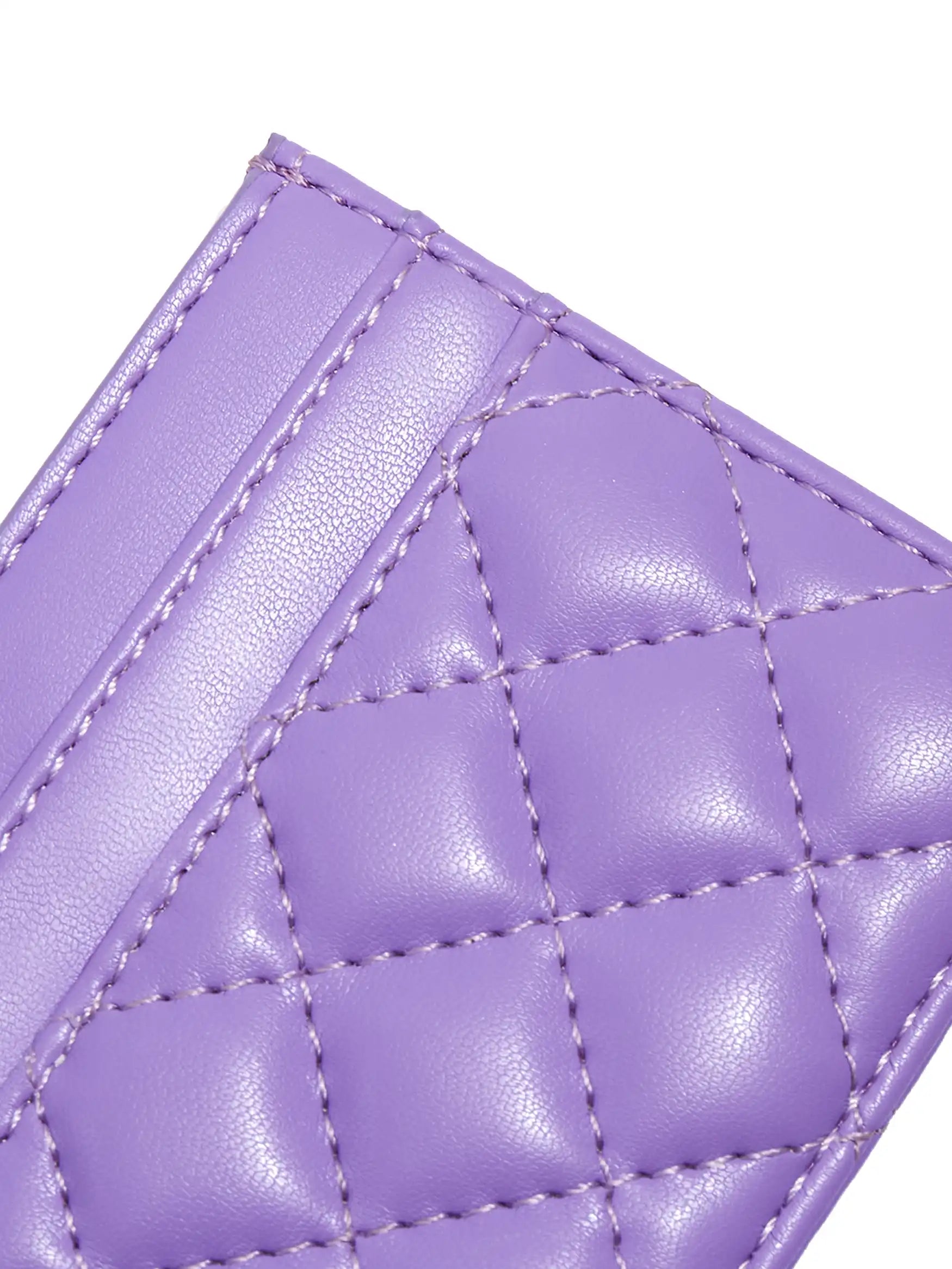 Business Card Holder in Purple Vegan Leather - Side Hook