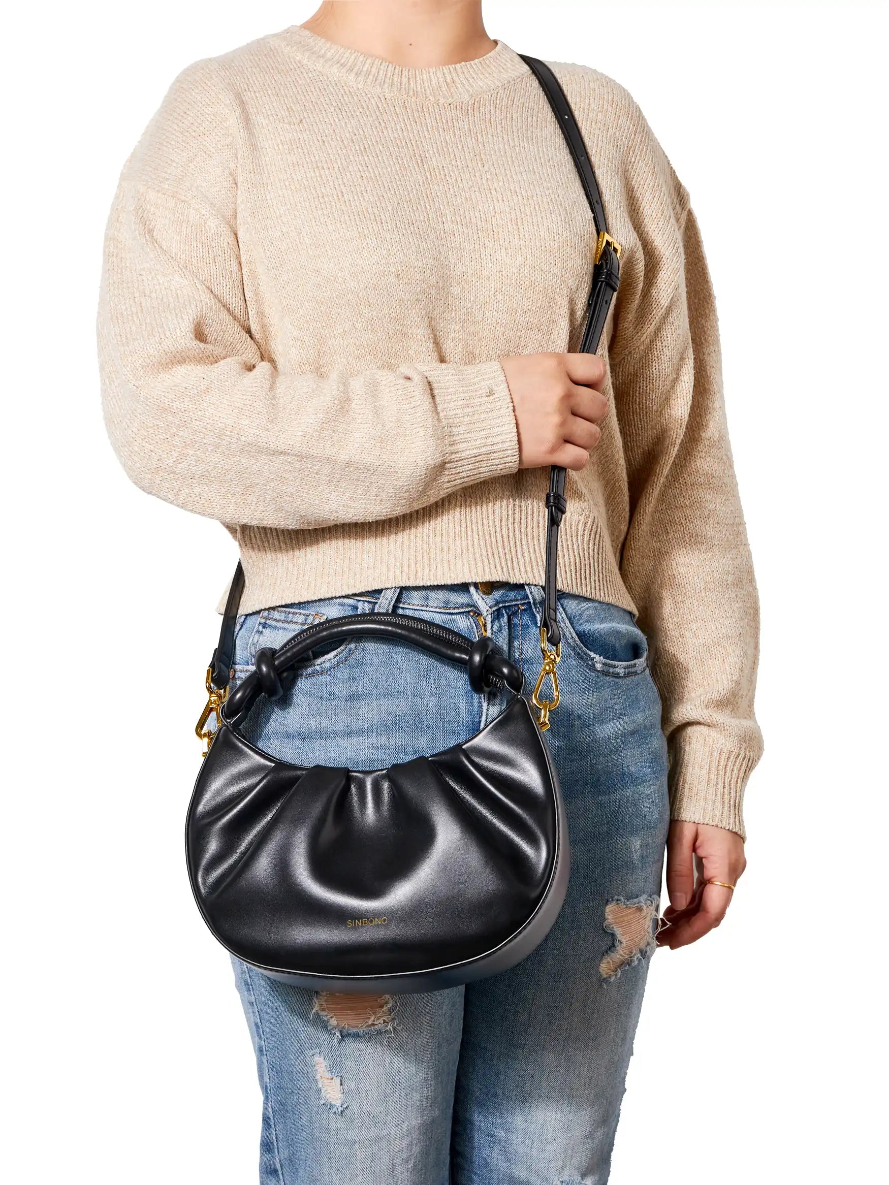 Cate Top Handle Crossbody Bag - Black
