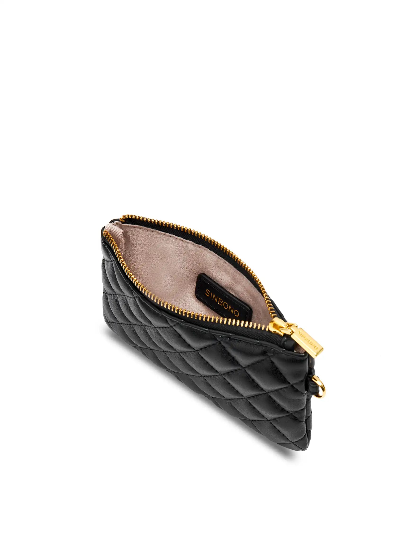 Coin Purse in Black Vegan Leather - Inside View