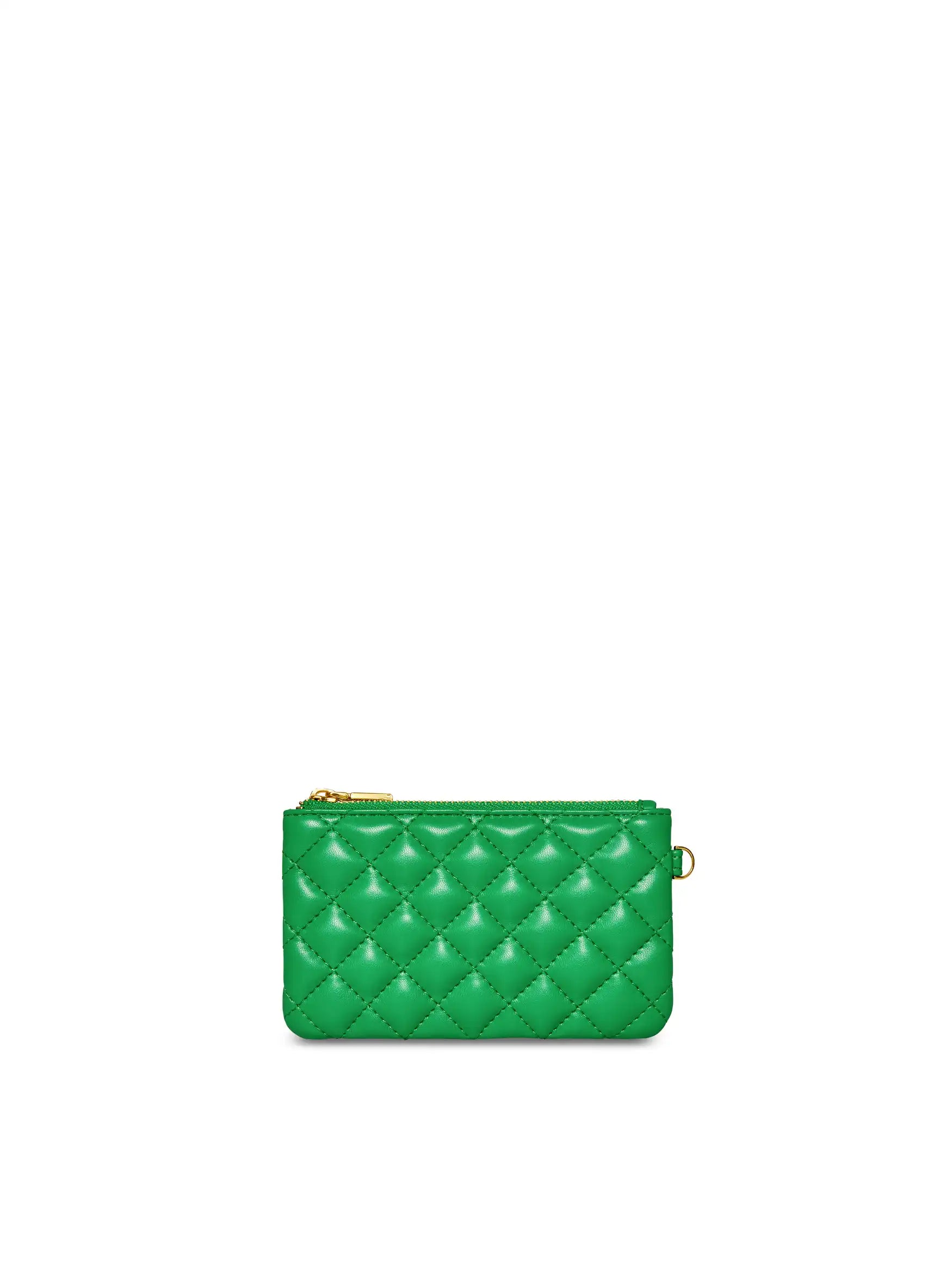 Coin Purse in Grass Green Vegan Leather - Front View