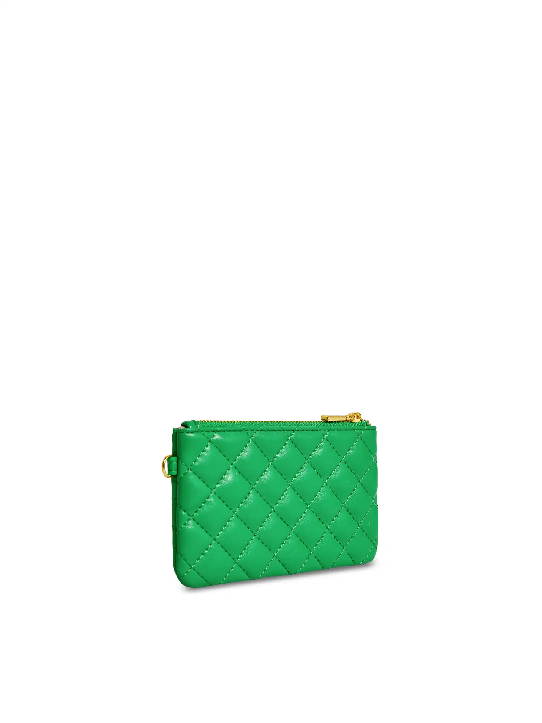 Coin Purse in Grass Green Vegan Leather - Side Angle
