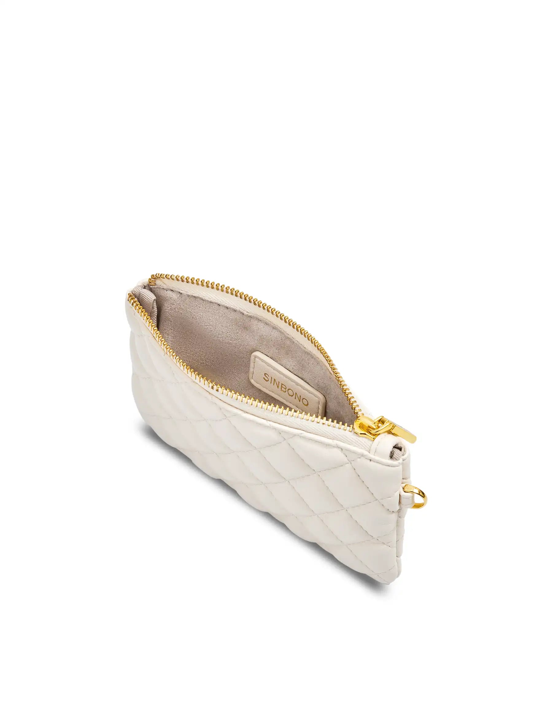 Coin Purse in Ivory Vegan Leather - Inside View