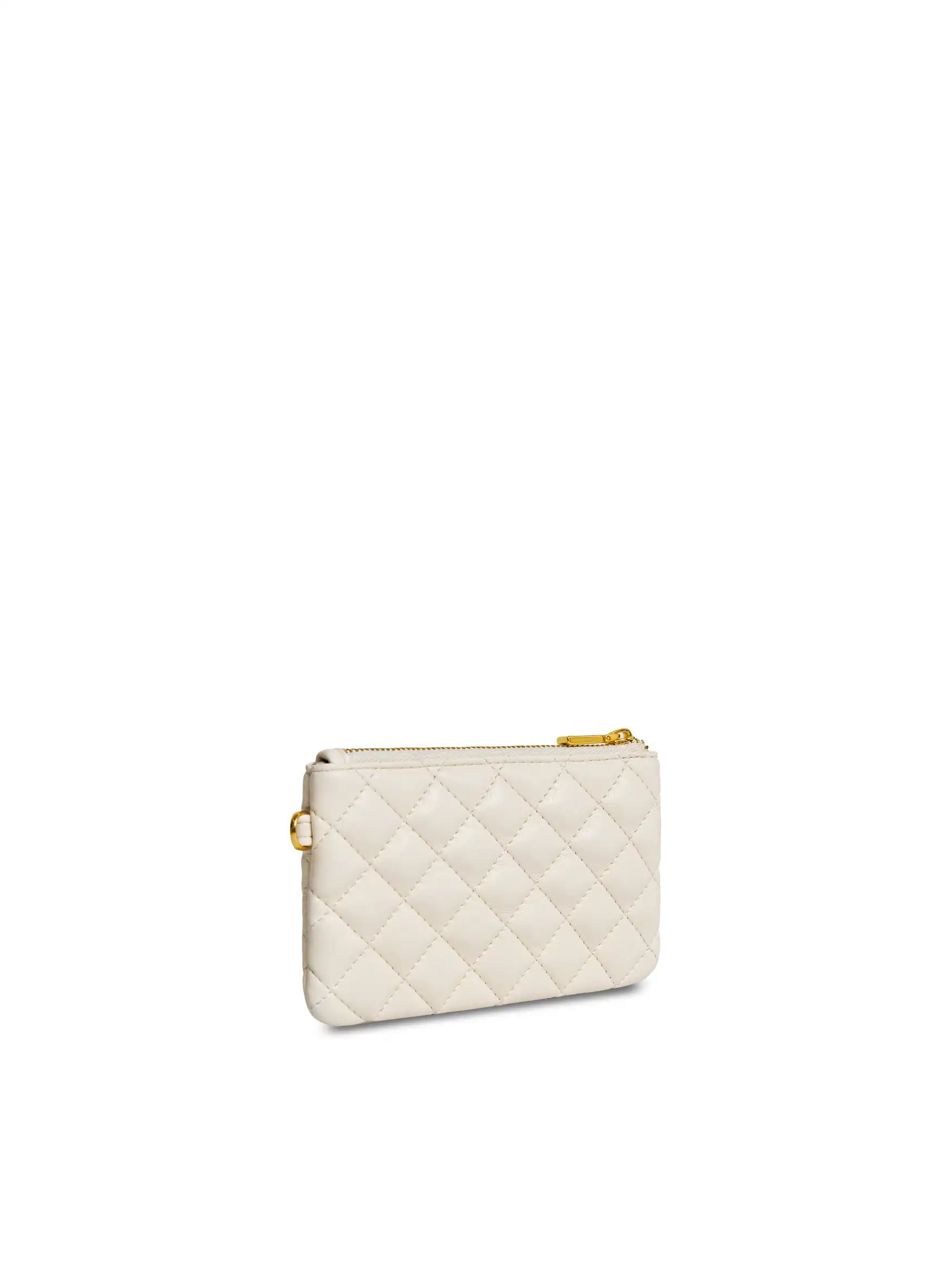 Coin Purse in Ivory Vegan Leather - Side Angle