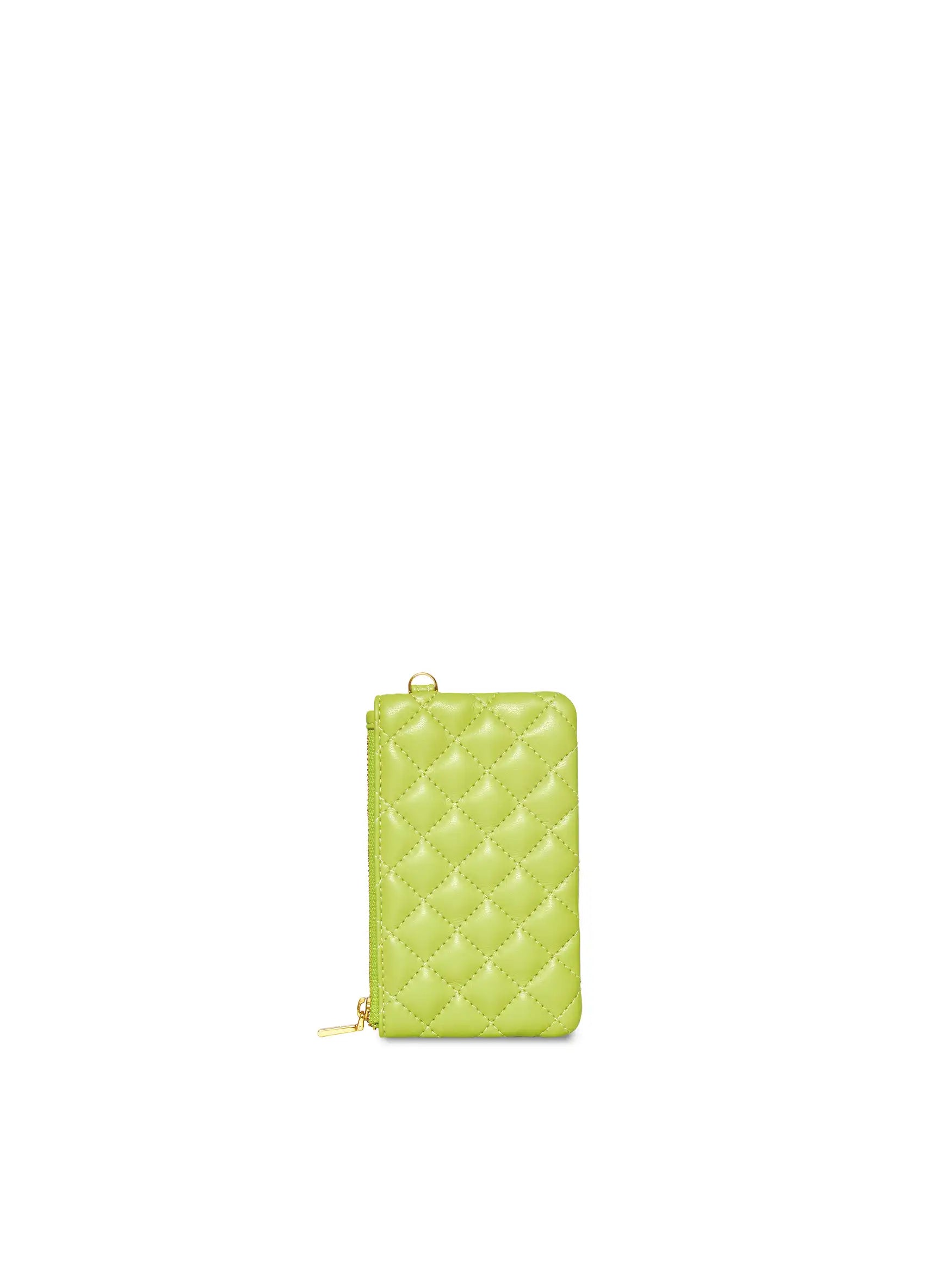 Coin Purse in Lime Green Vegan Leather - Back View