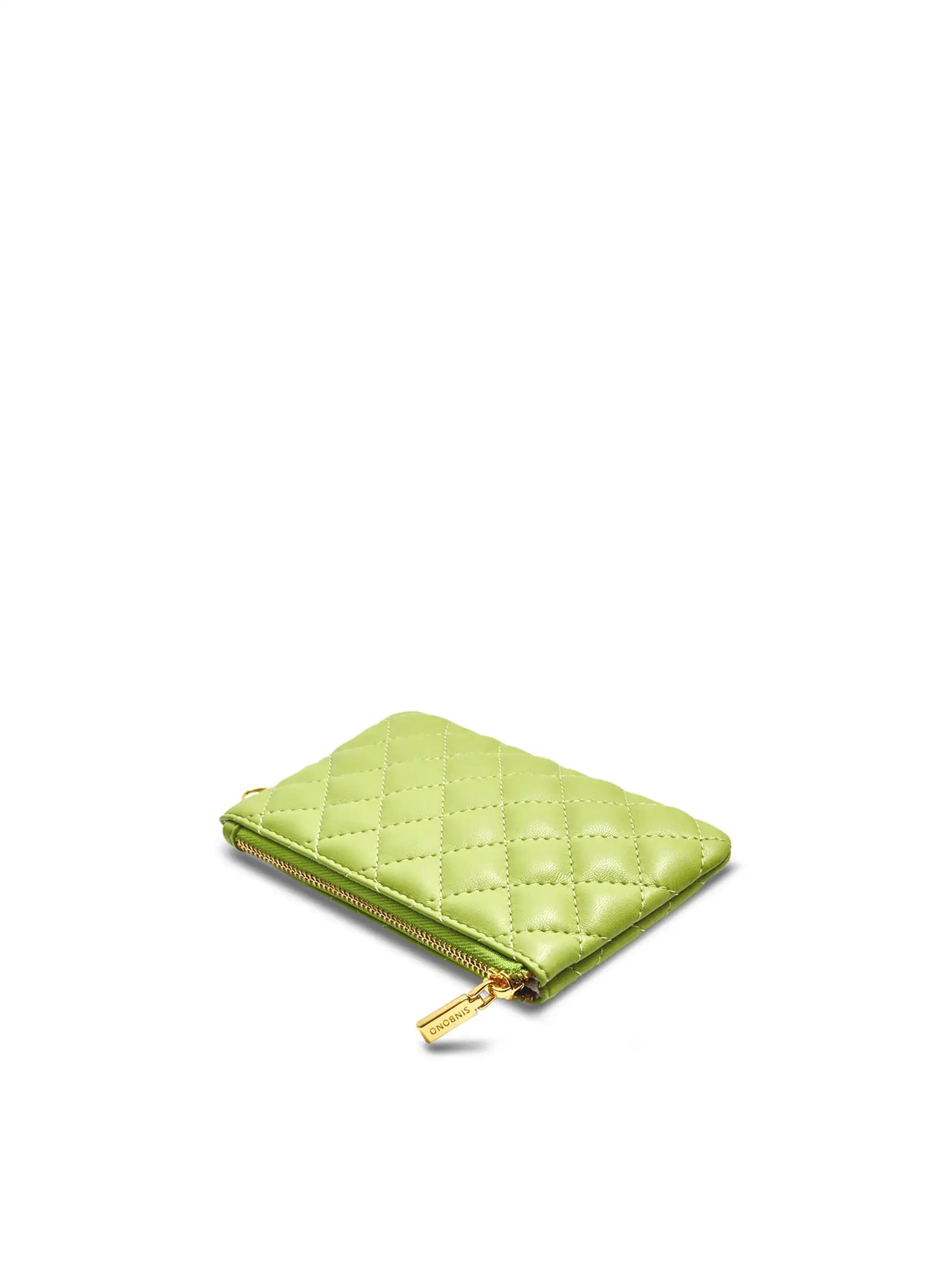 Coin Purse in Lime Green Vegan Leather - Detail