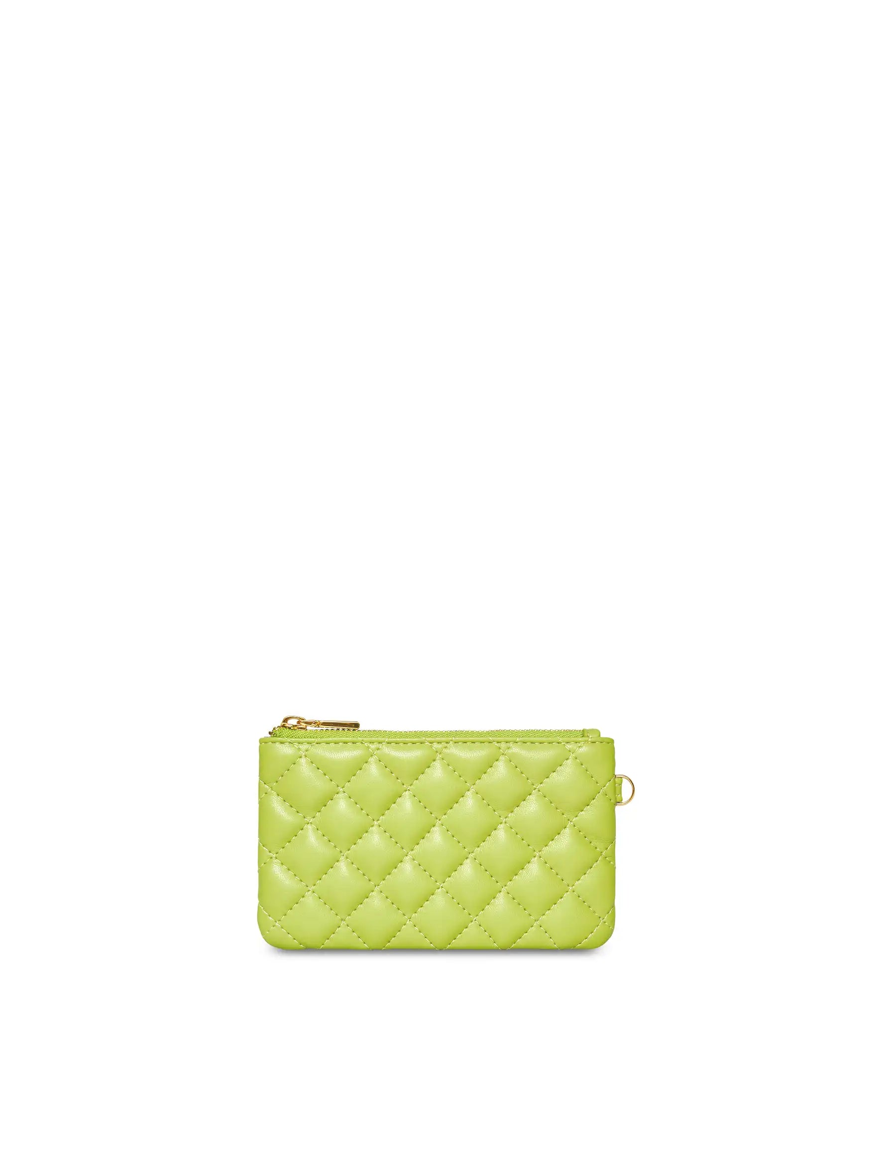 Coin Purse in Lime Green Vegan Leather - Front View