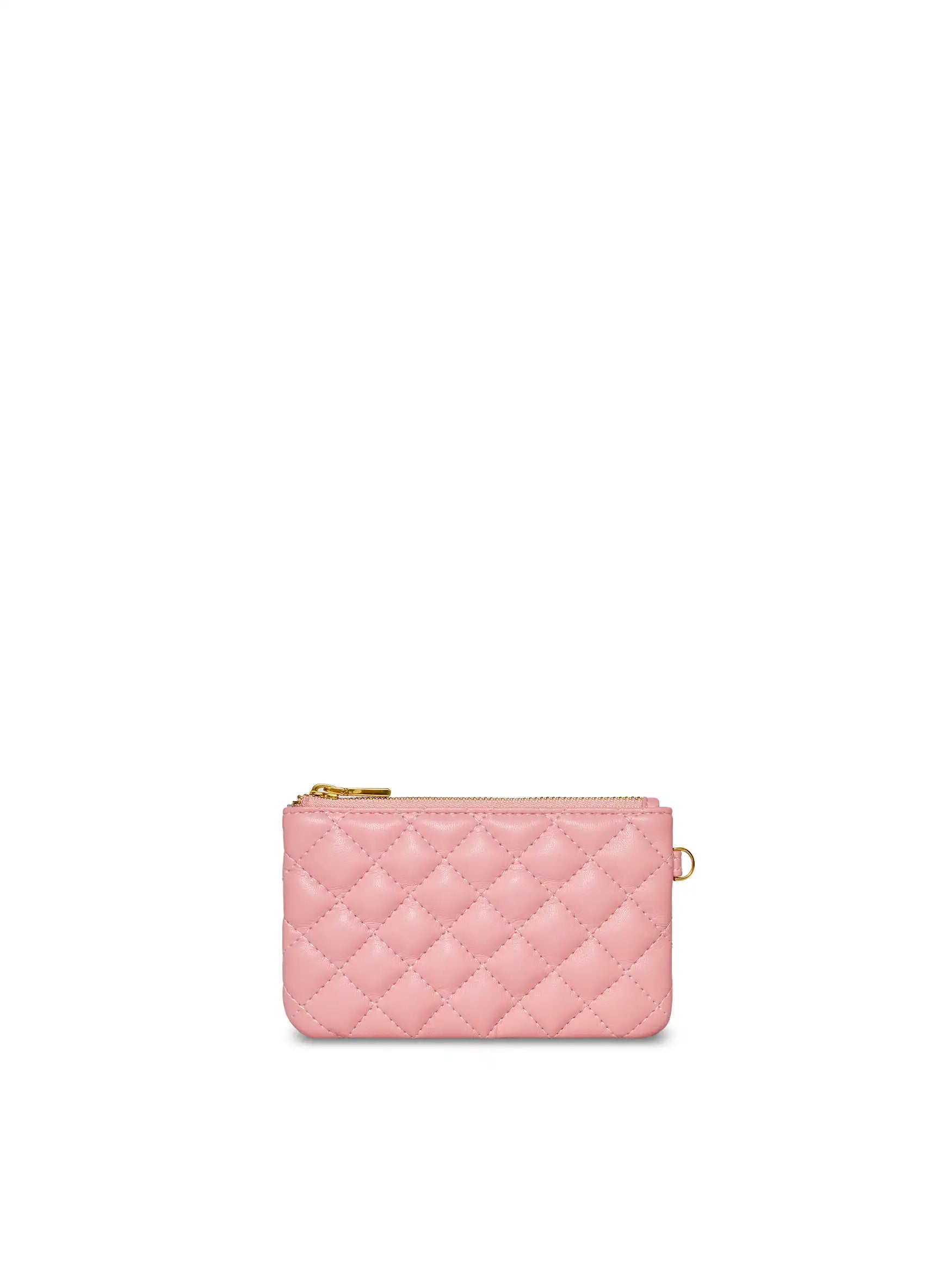 Coin Purse in Pink Vegan Leather - Front View