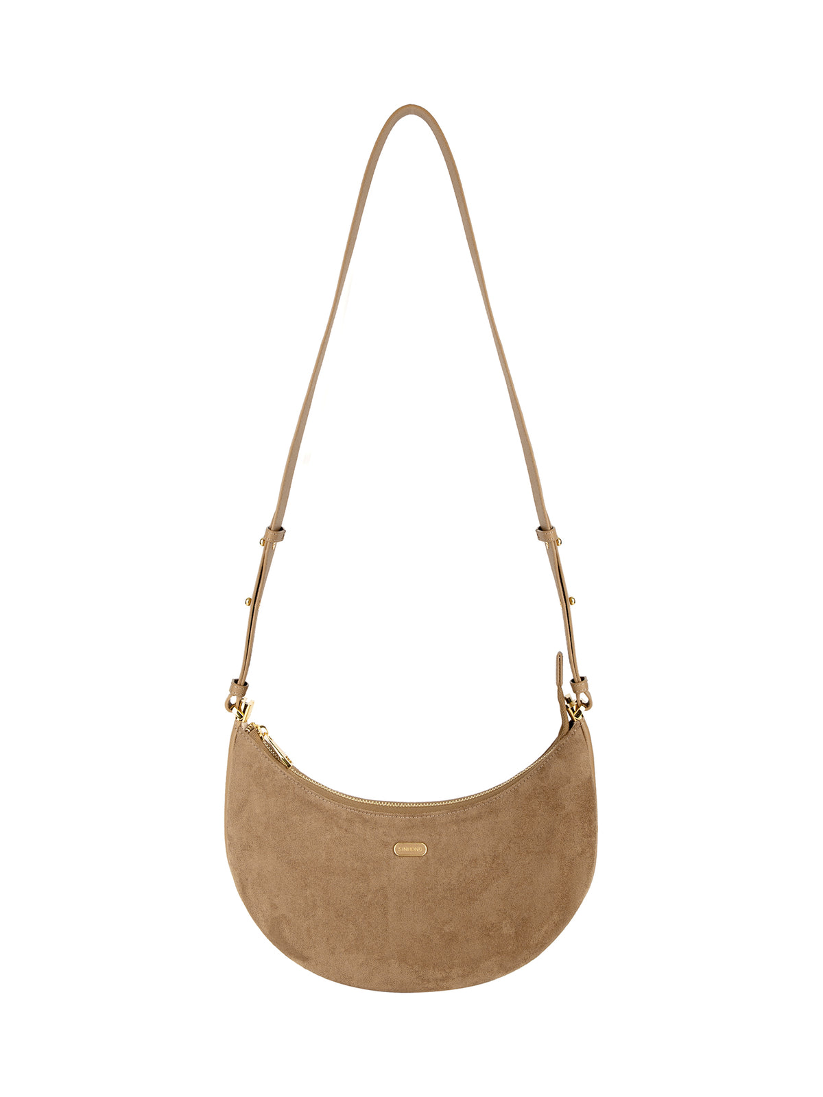 Zoey Shoulder Crossbody Bag - Brown Fake Suede