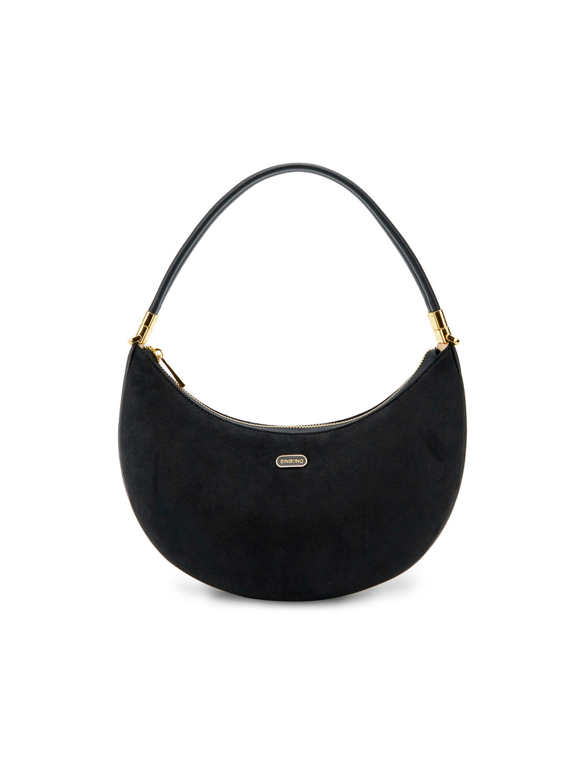 Zoey Shoulder Crossbody Bag - Black Fake Suede