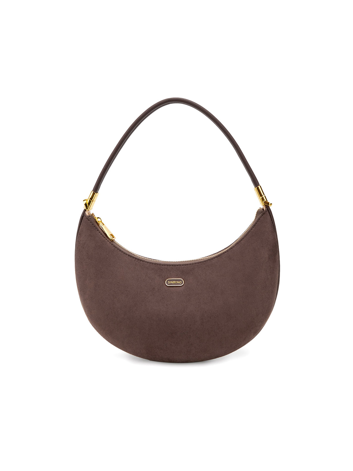 Zoey Shoulder Crossbody Bag - Dark Brown Fake Suede