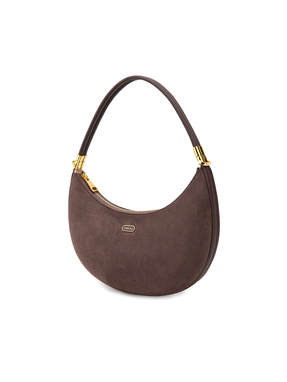 Zoey Shoulder Crossbody Bag - Dark Brown Fake Suede