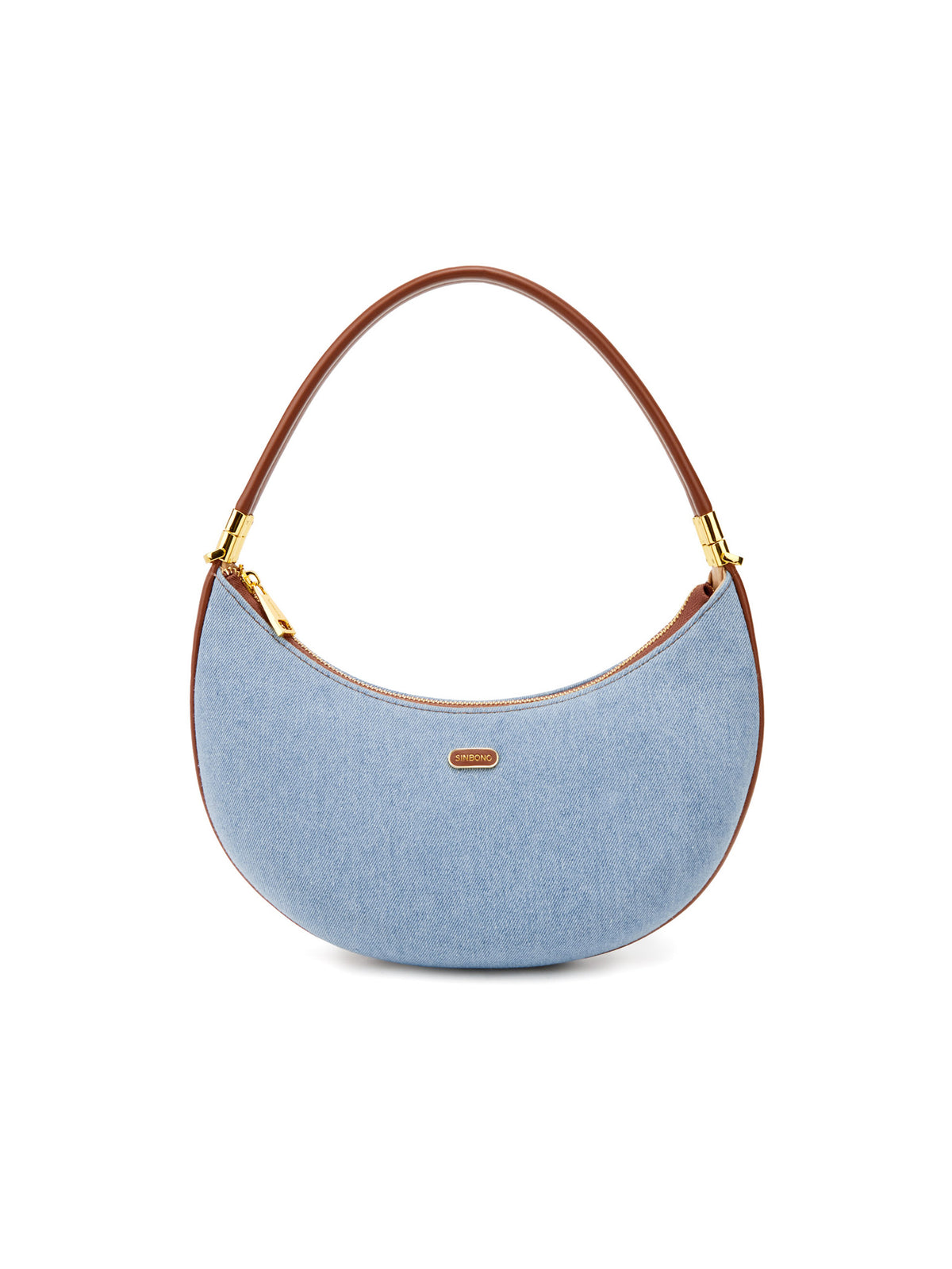 Zoey Shoulder Crossbody Bag - Light blue&Brown