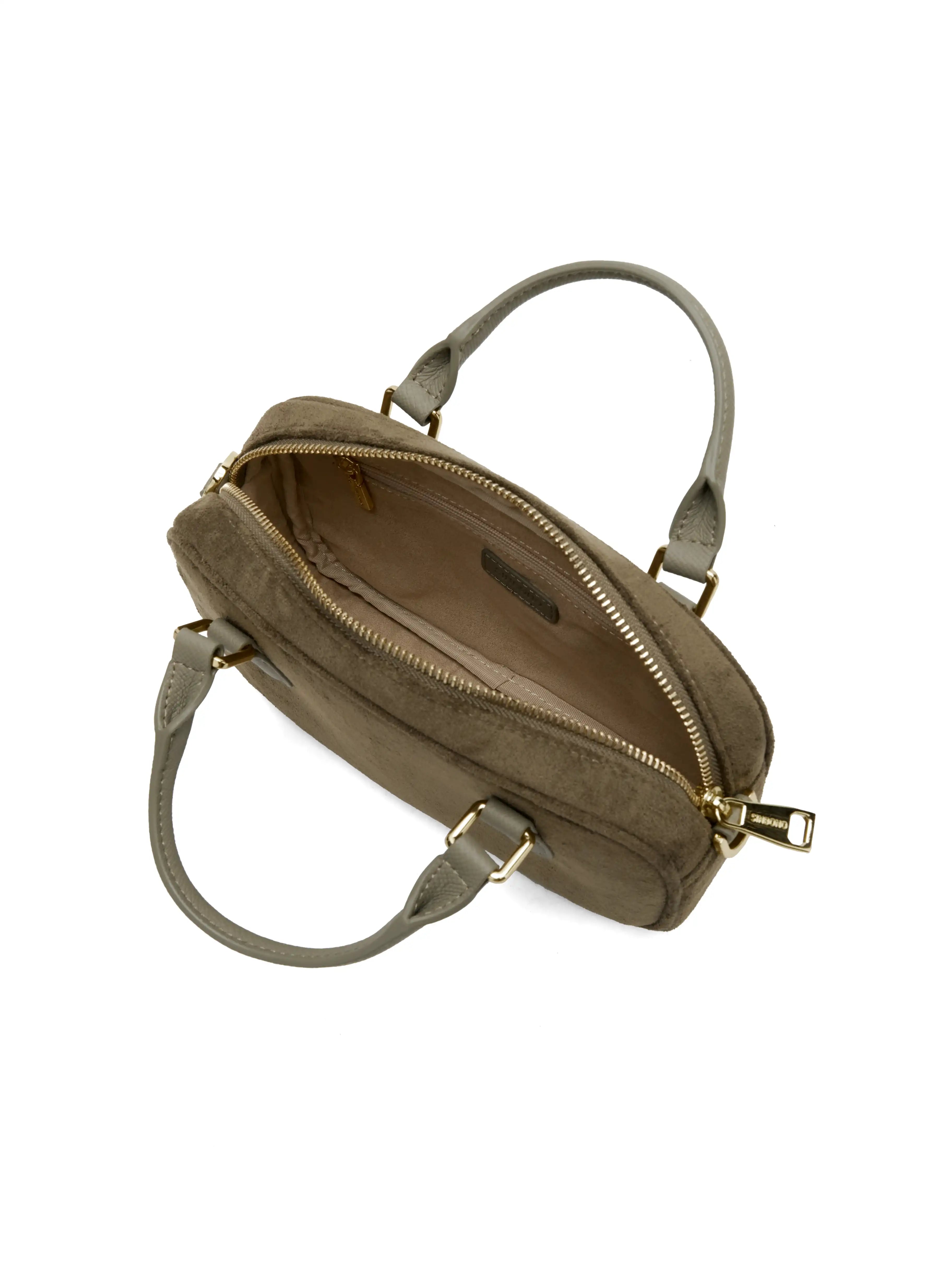 MCassandra Top Handle Crossbody Bag - Dark Green Fae Suede