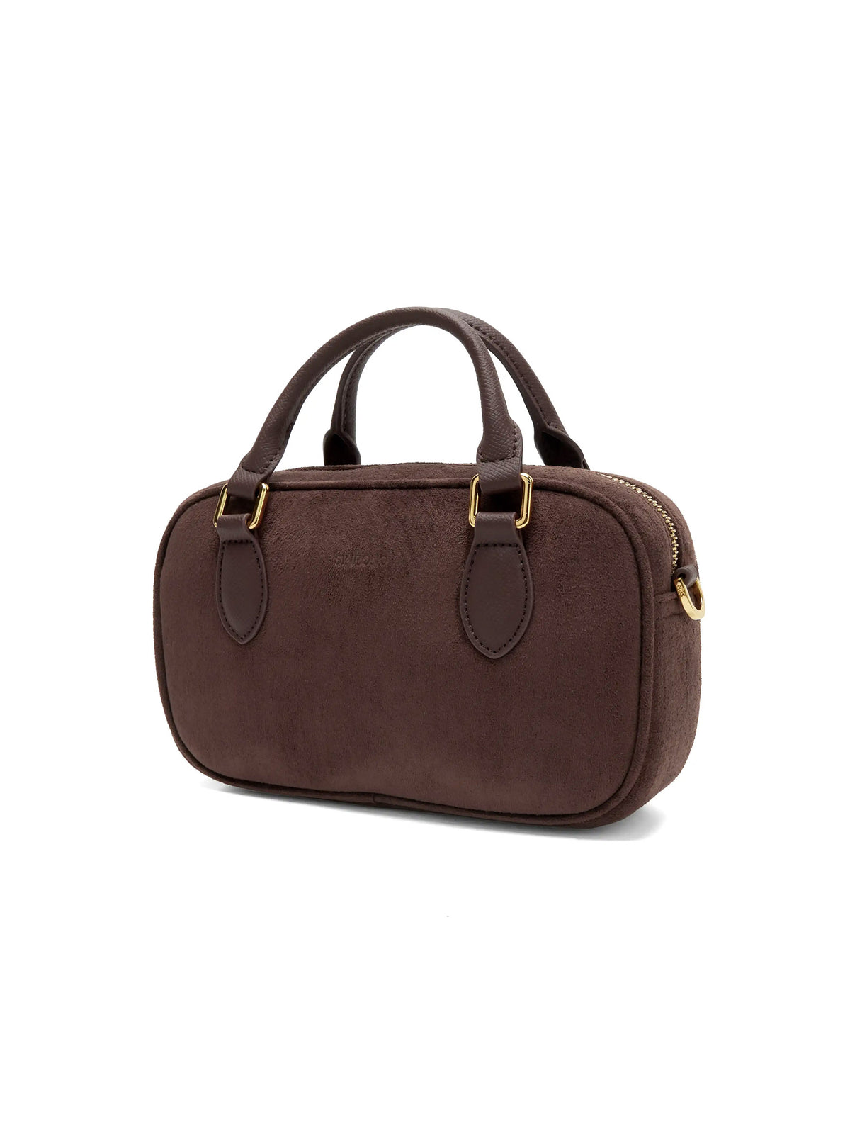 Cassandra Top Handle Crossbody Bag - Dark Brown Fake Suede