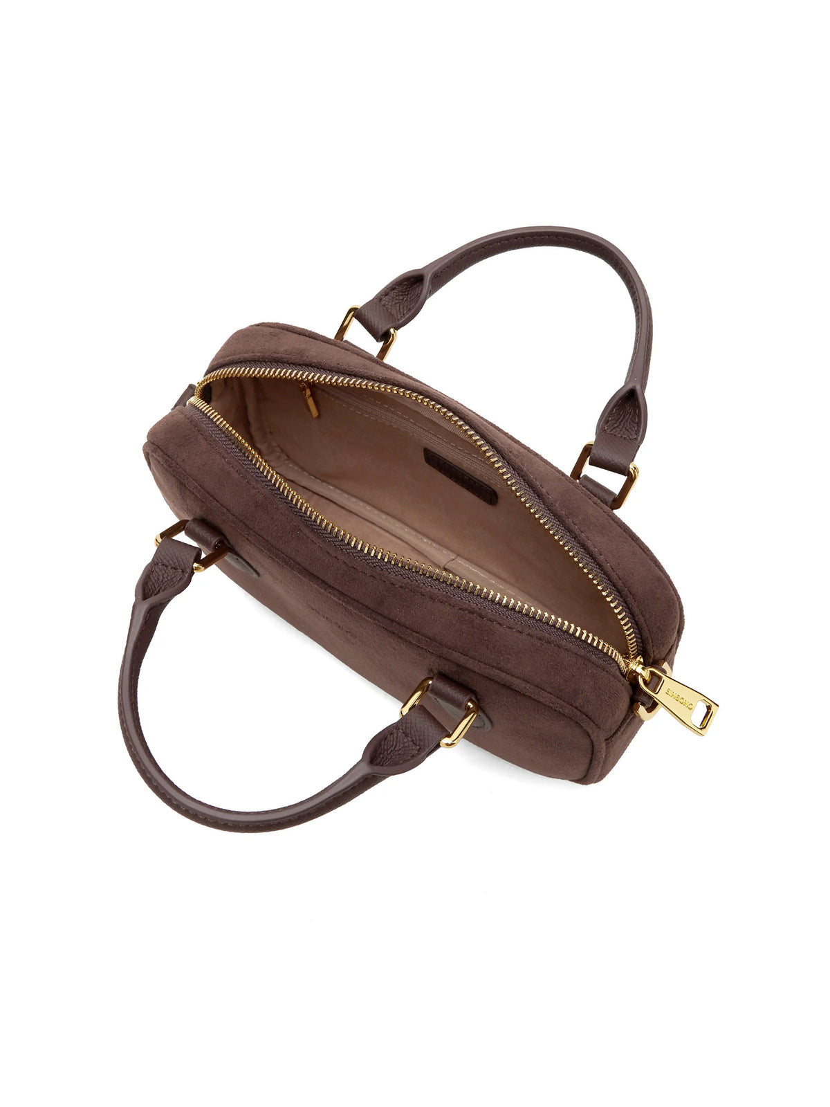 Cassandra Top Handle Crossbody Bag - Dark Brown Fake Suede