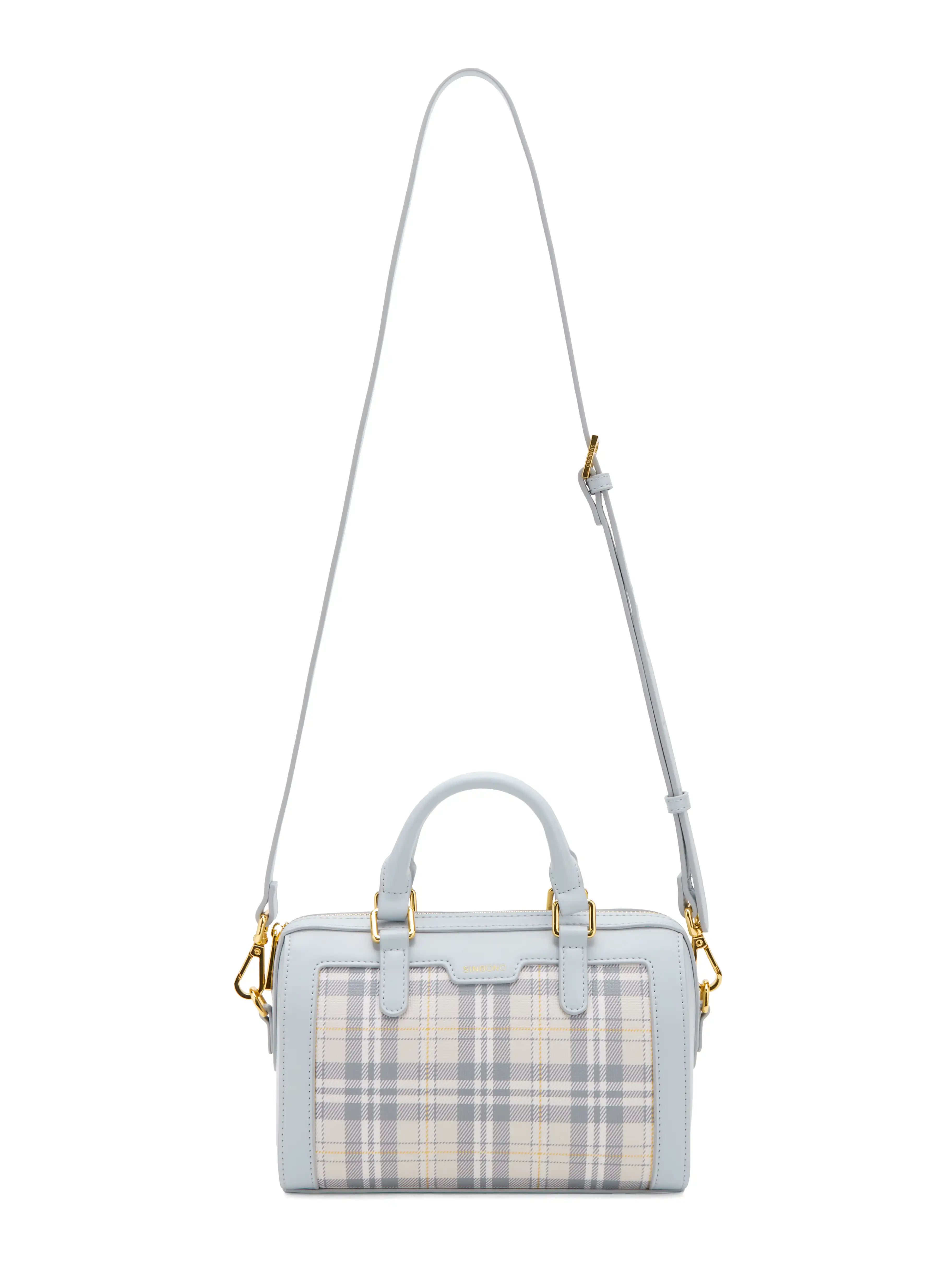 Juliet Top Handle Crossbody Bag - Light blue Checkered