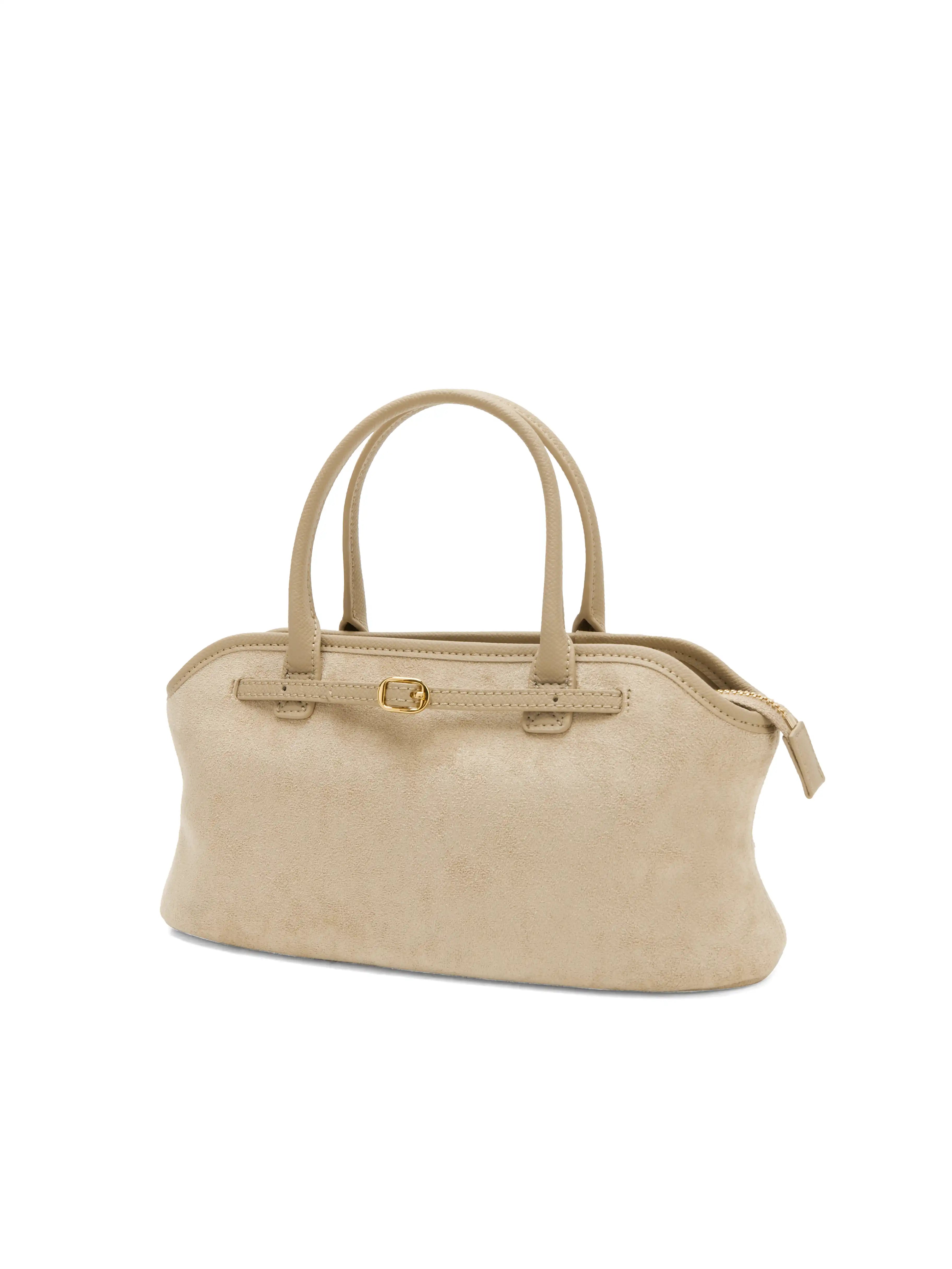 Mireille Top Handle Crossbody Bag - Ivory Fake Suede