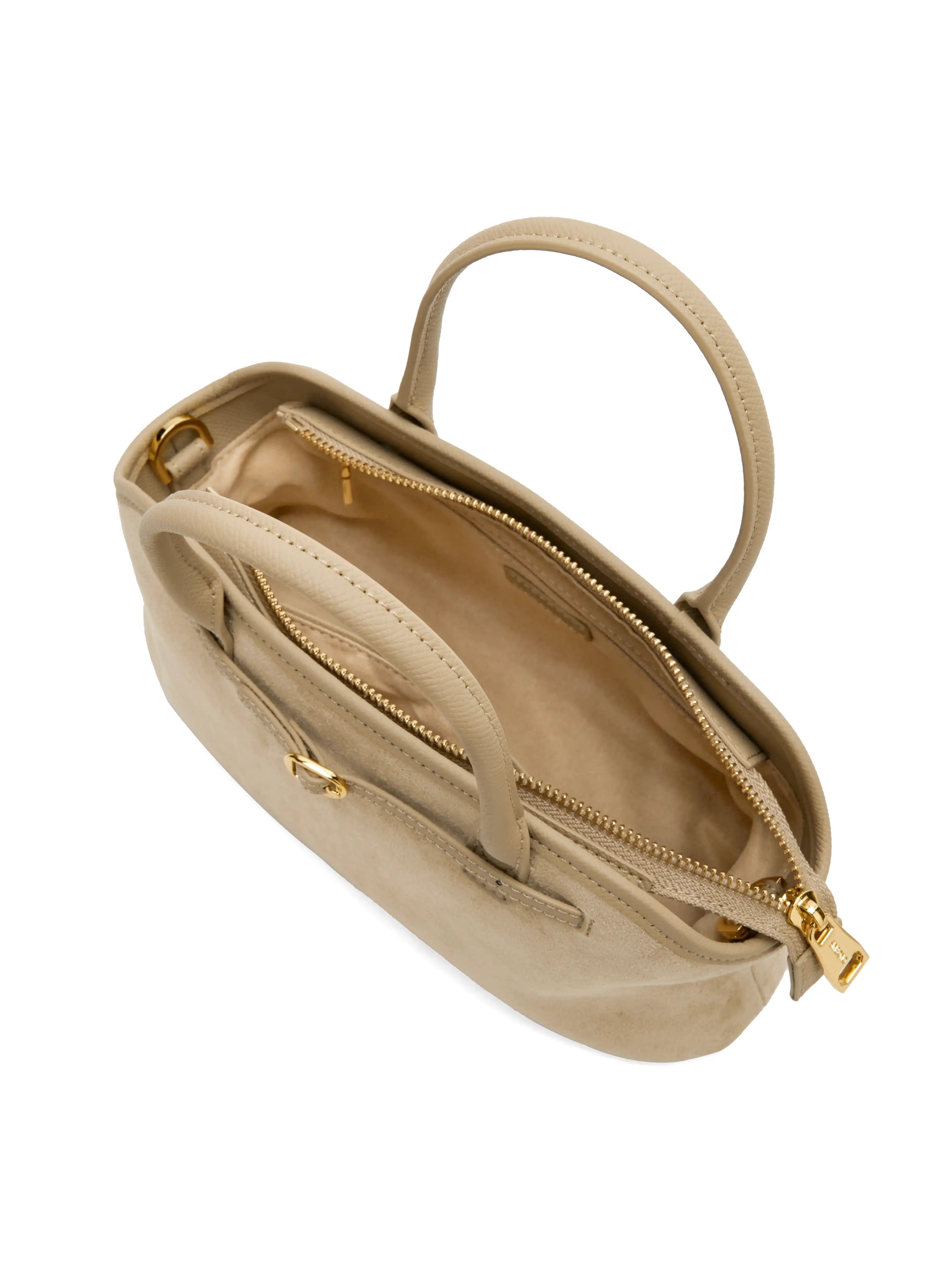 Mireille Top Handle Crossbody Bag - Ivory Fake Suede