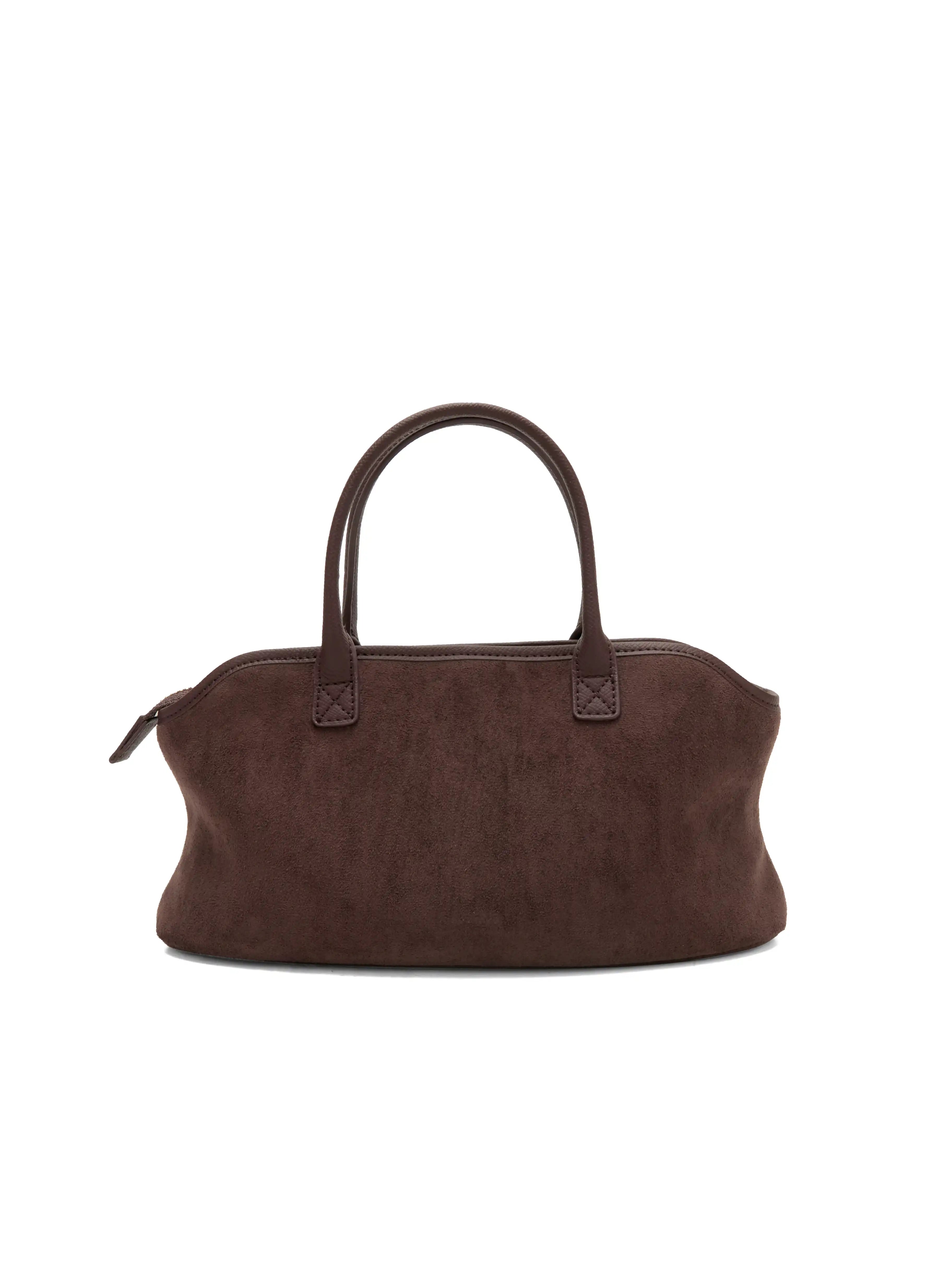 Mireille Top Handle Crossbody Bag - Dark Brown Fake Suede