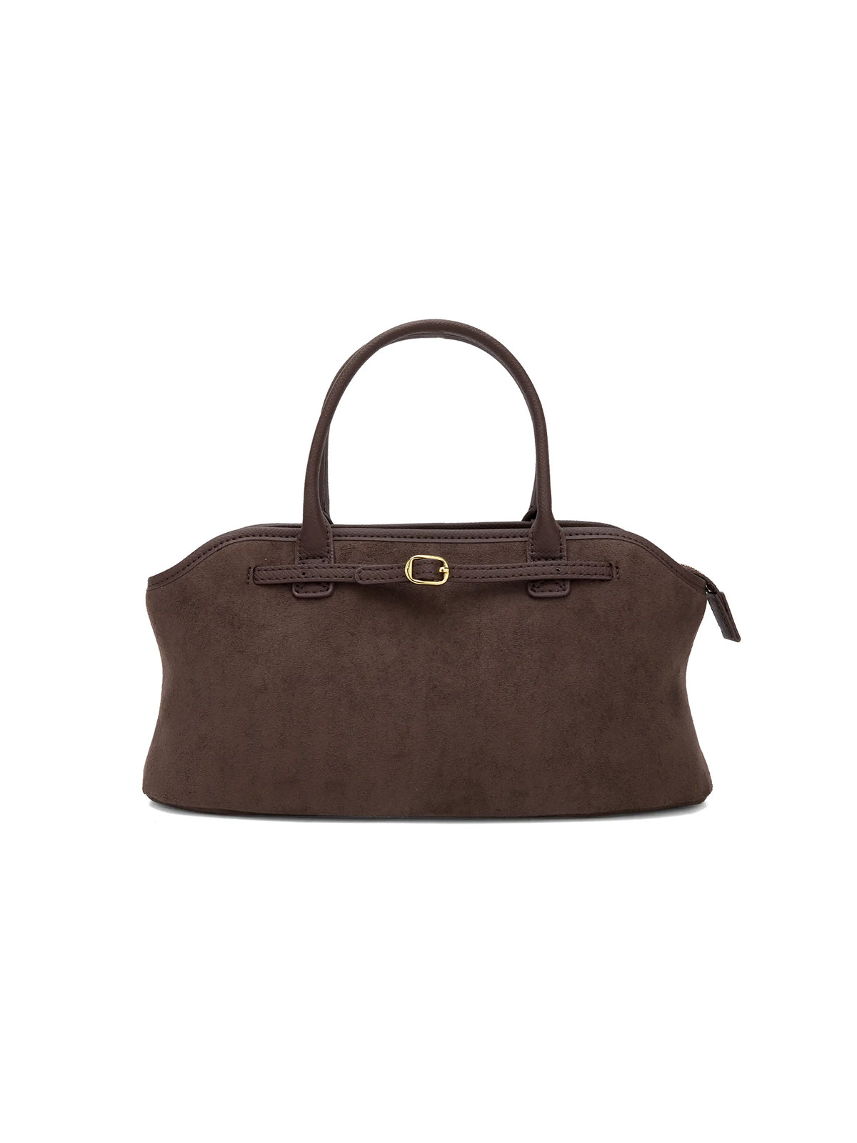 Mireille Top Handle Crossbody Bag - Dark Brown Fake Suede