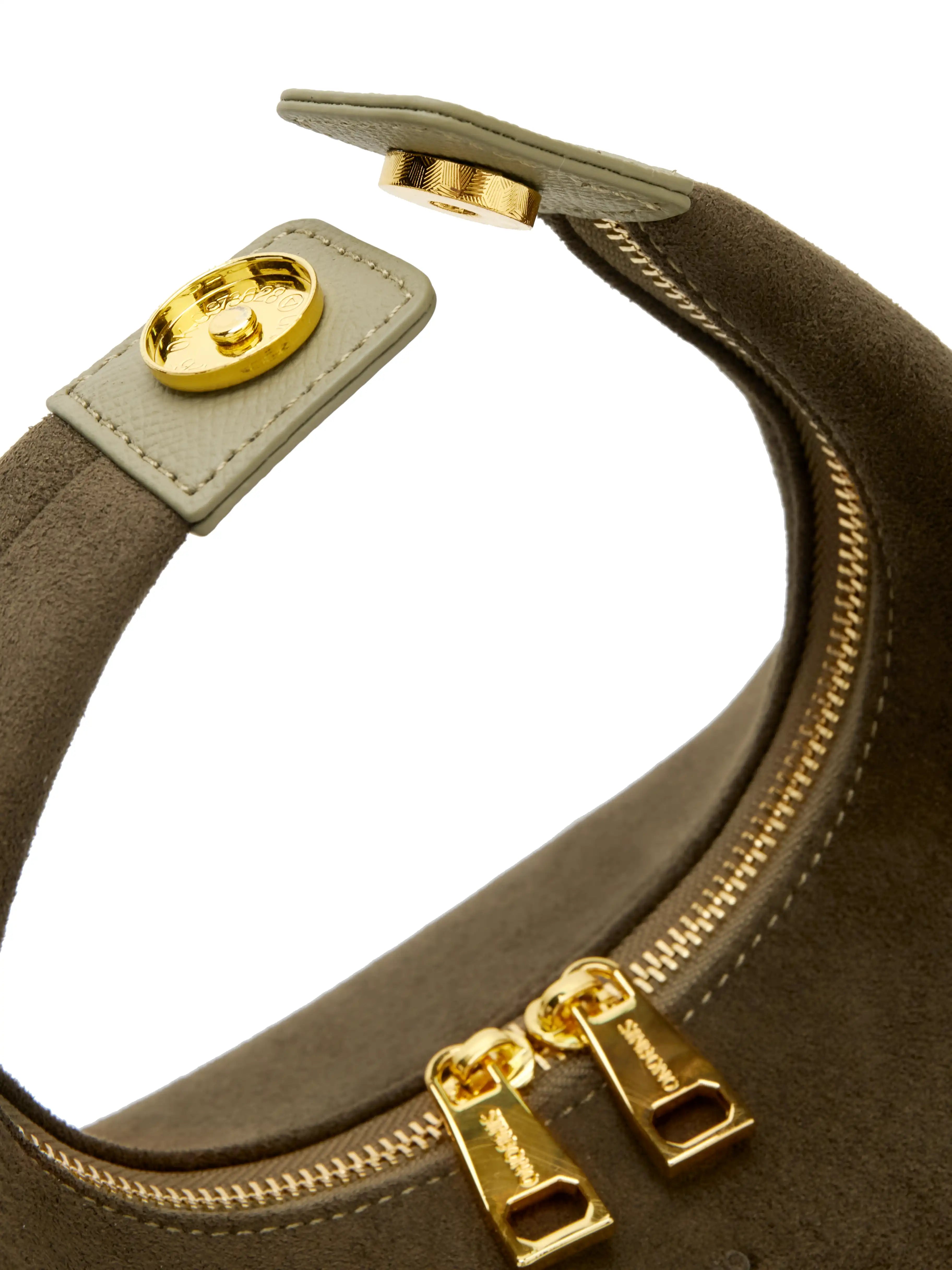 Vienna Top Handle Crossbody Bag(2.0)- Dark Green Fake Suede