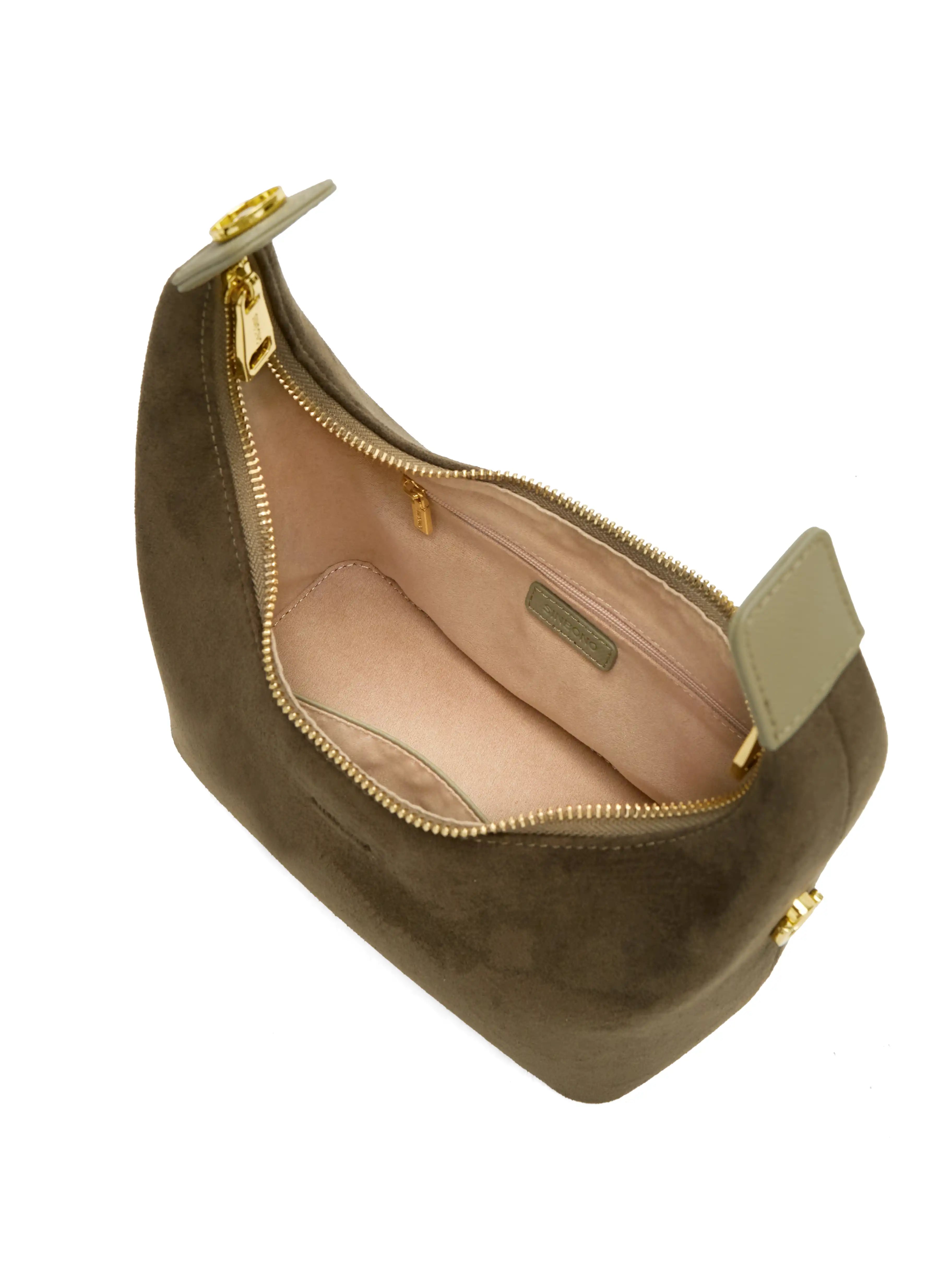 Vienna Top Handle Crossbody Bag(2.0)- Dark Green Fake Suede