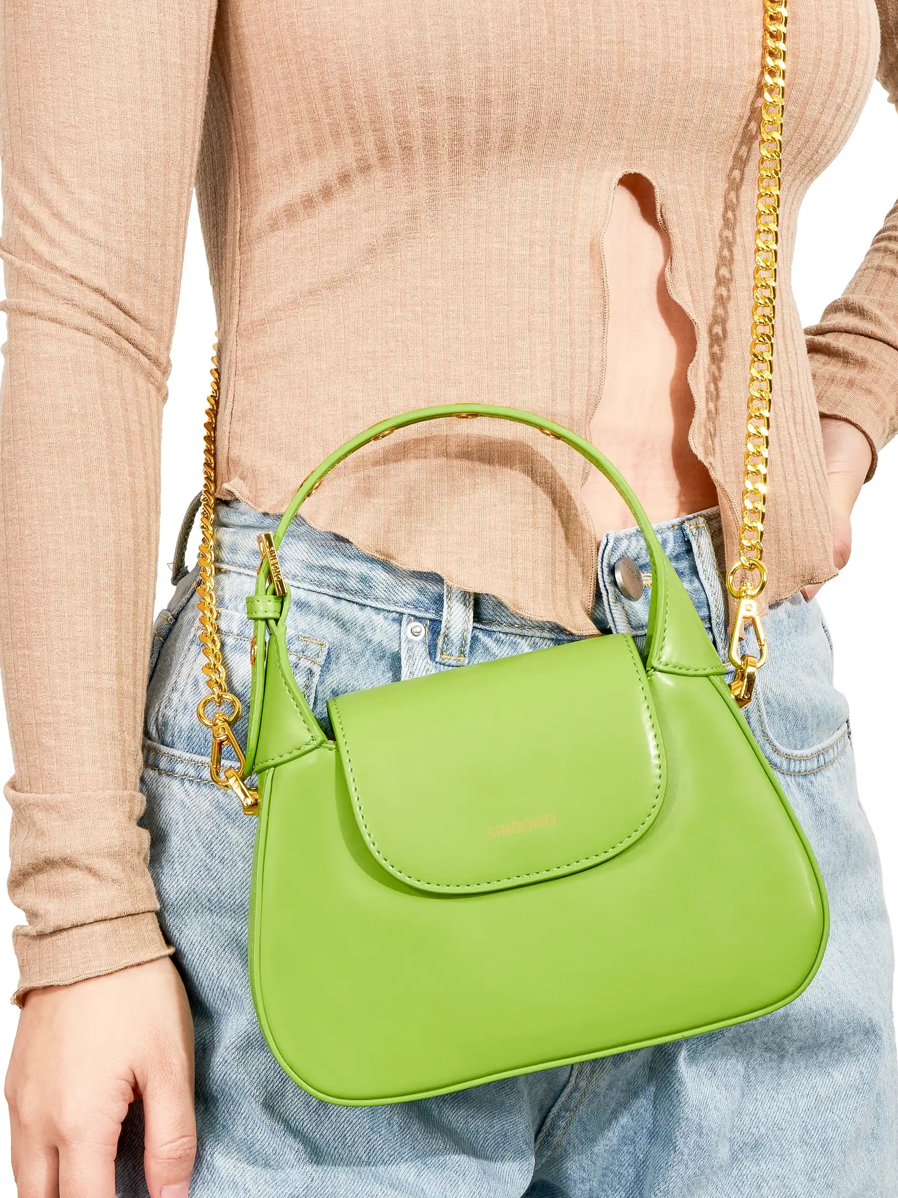 Alice Top Handle Crossbody Bag - Lime Green
