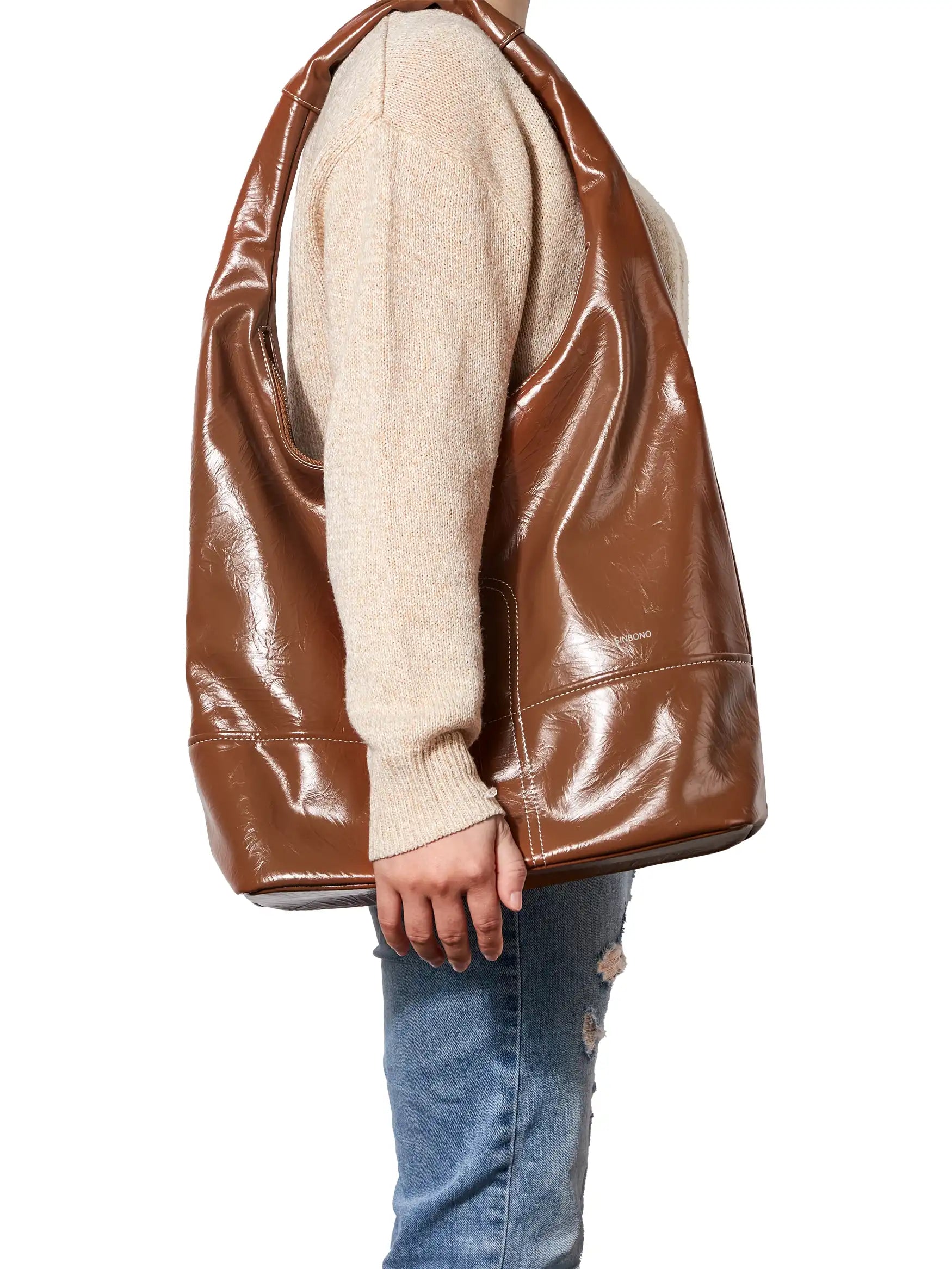 Berry Hobo Shoulder Bag - Brown