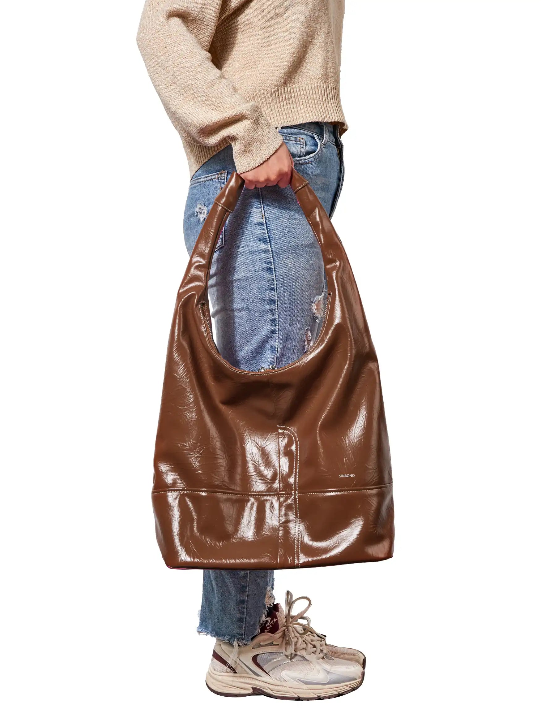 Berry Hobo Shoulder Bag - Brown