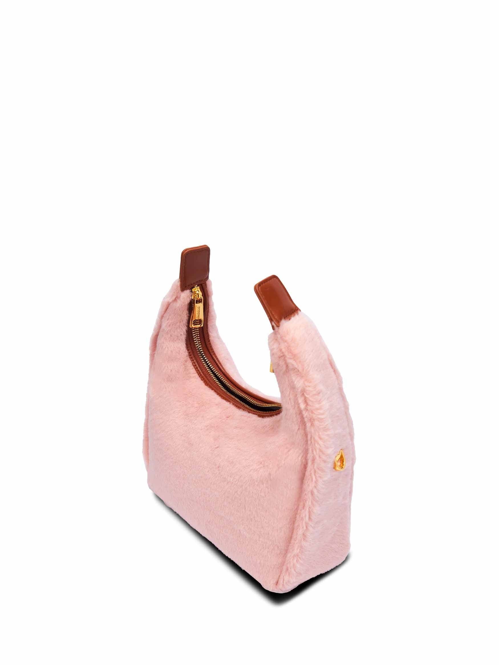 Medium Vienna Top Handle Crossbody Bag in Light Pink Vegan Leather - Top Handle Close-Up
