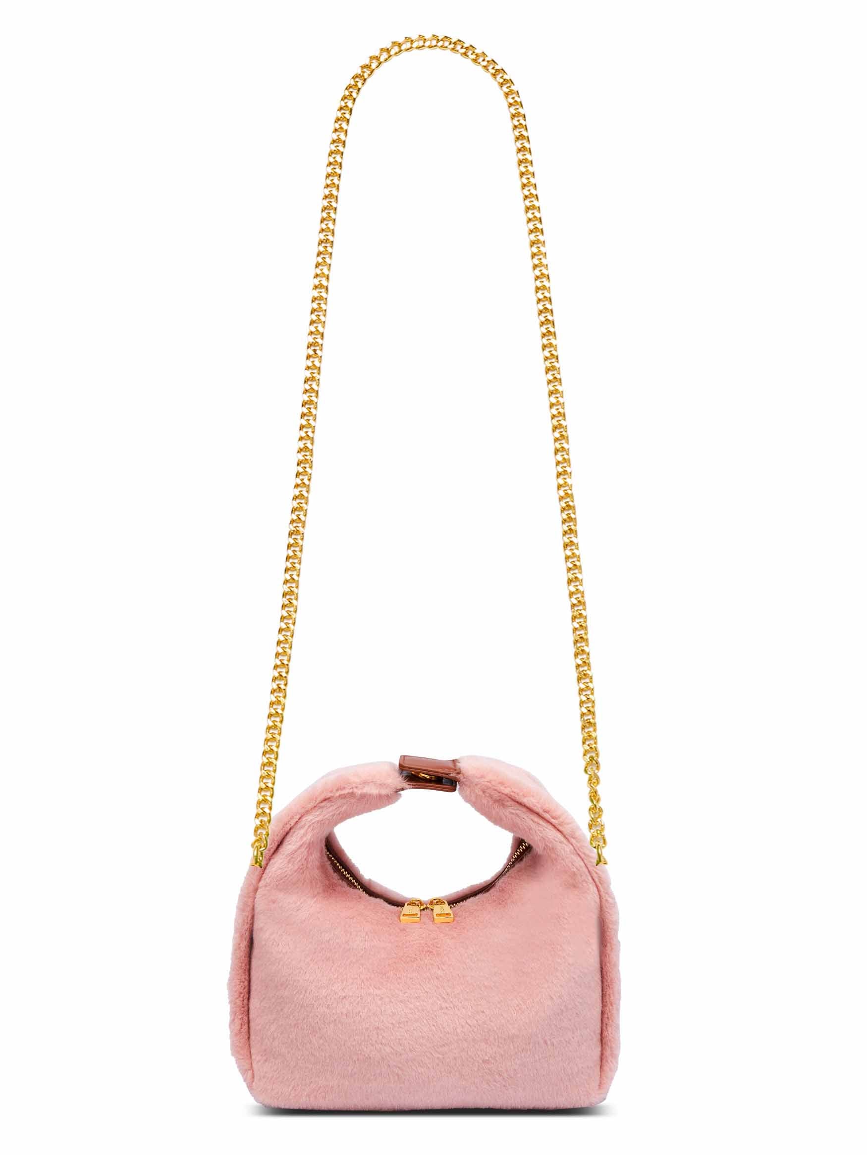 Medium Vienna Top Handle Crossbody Bag in Light Pink Vegan Leather - Detail