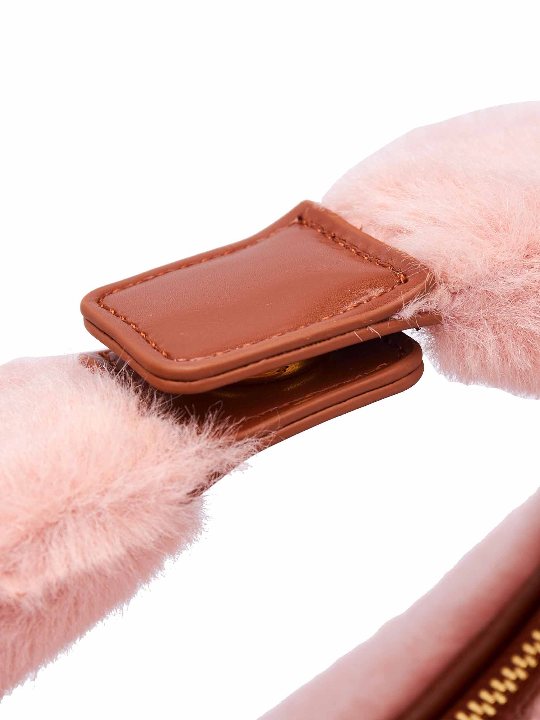 Medium Vienna Top Handle Crossbody Bag in Light Pink Vegan Leather - Top Handle Close-Up