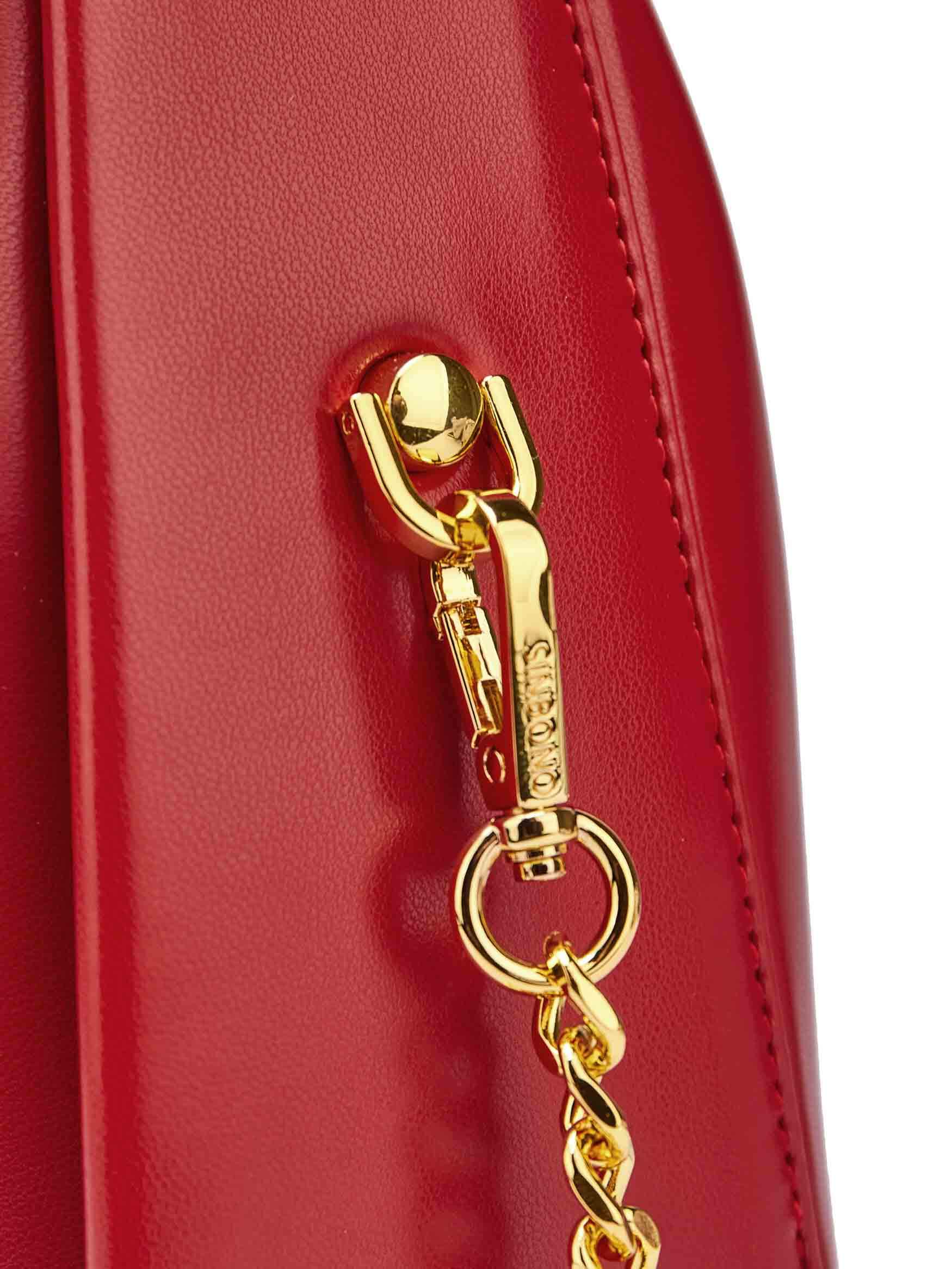 Medium Vienna Top Handle Crossbody Bag in Red Vegan Leather - Side Hook