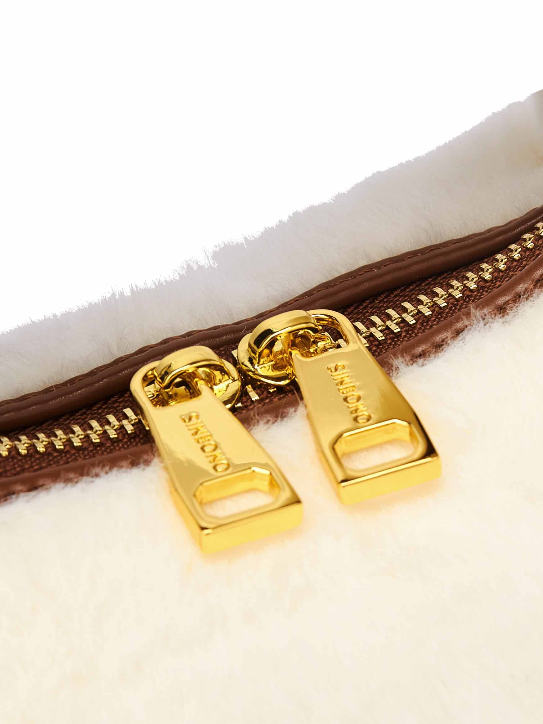 Medium Vienna Top Handle Crossbody Bag in Snow White Vegan Leather - Detail