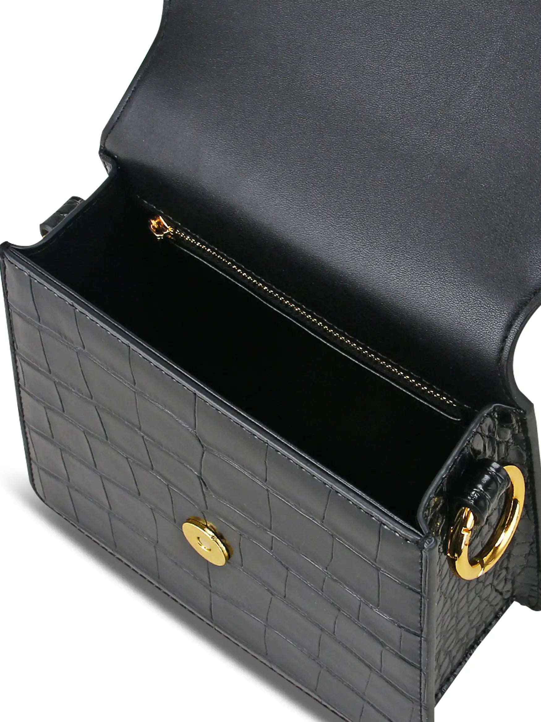 Mia Acrylic Chain Top Handle Bag - Black