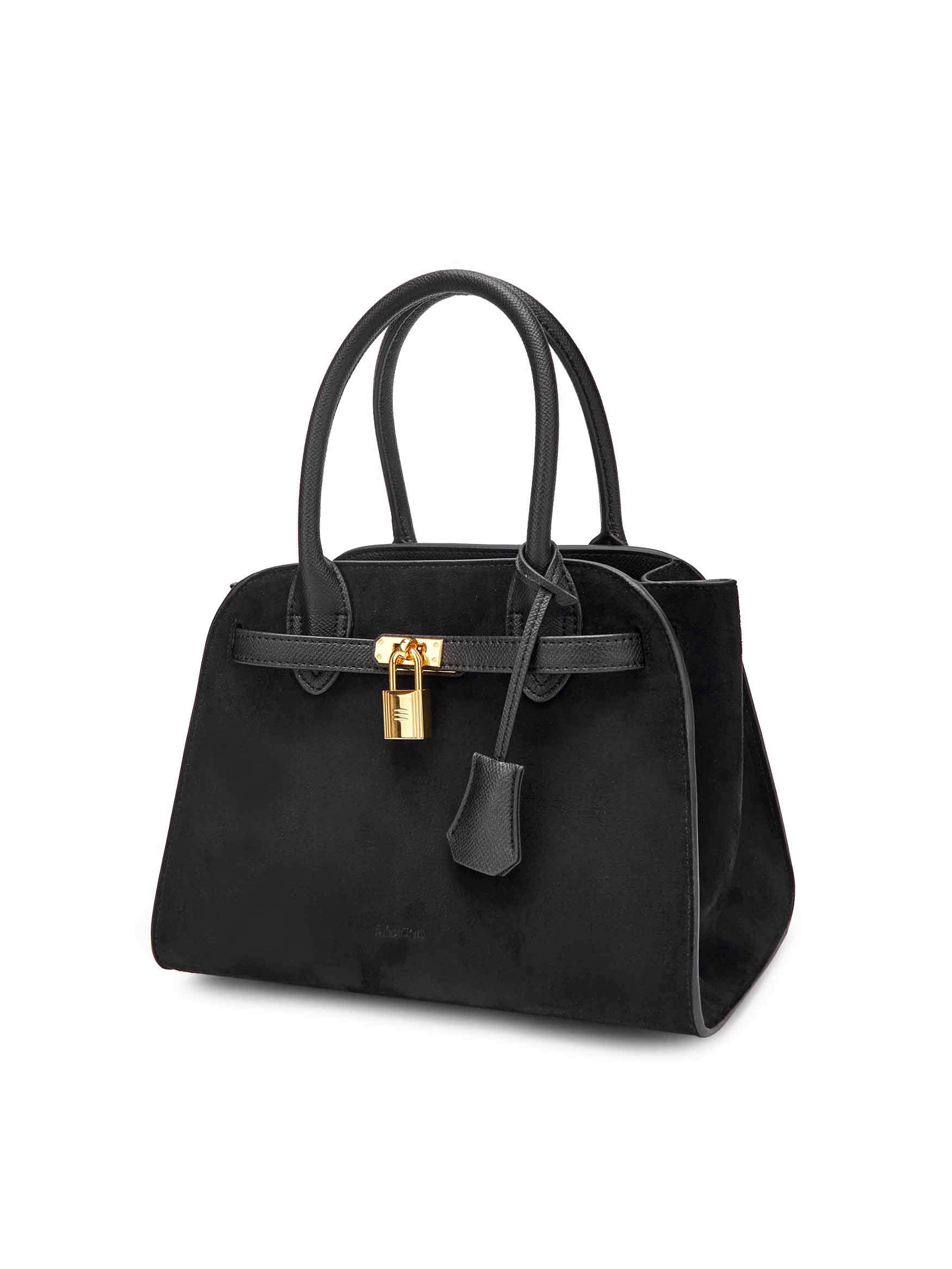 Ramona Top Handle Crossbody Bag in Black Vegan Leather - Side Angle